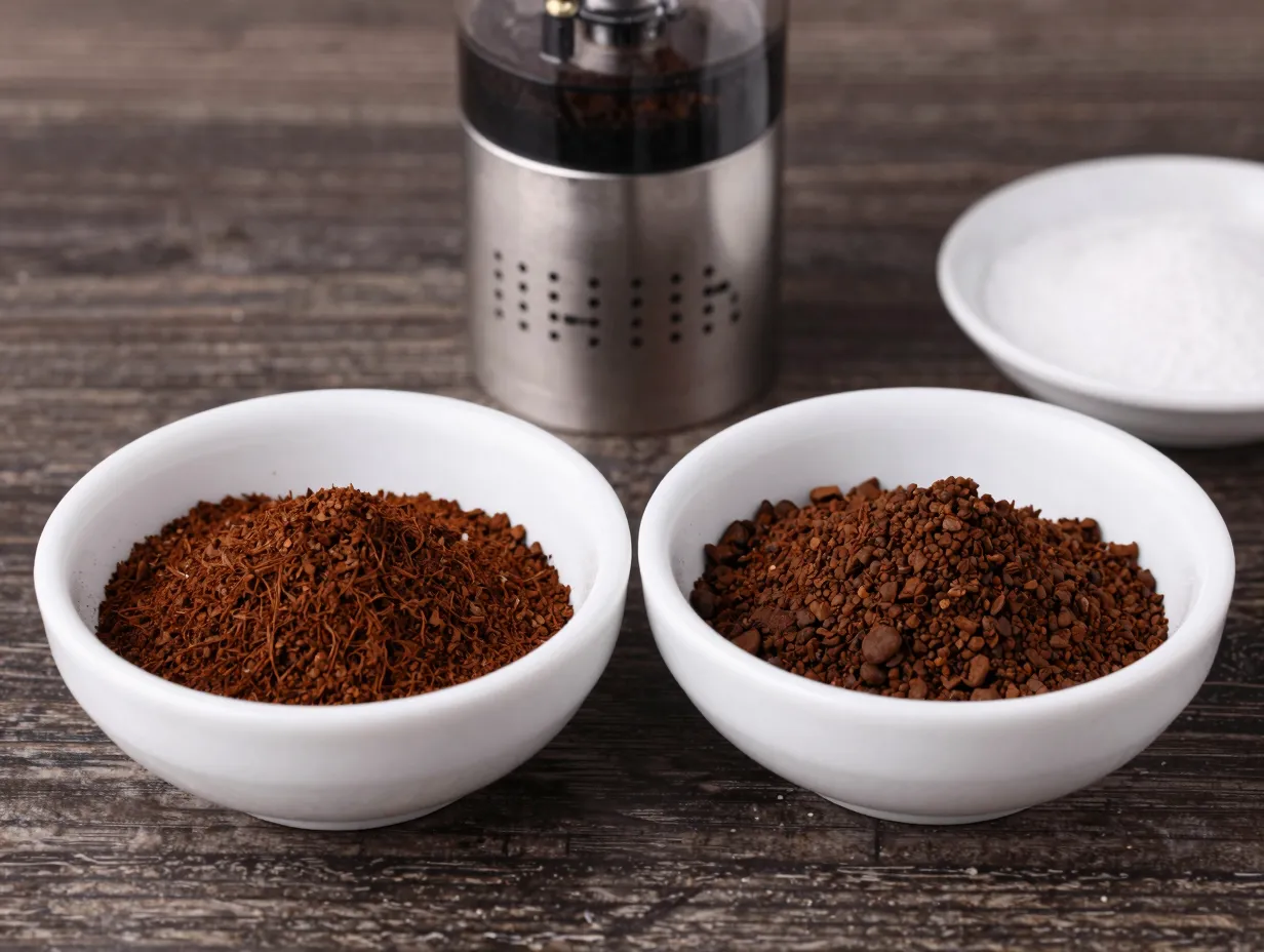 Mistake using finely ground beans coarse sea salt consistency side by side