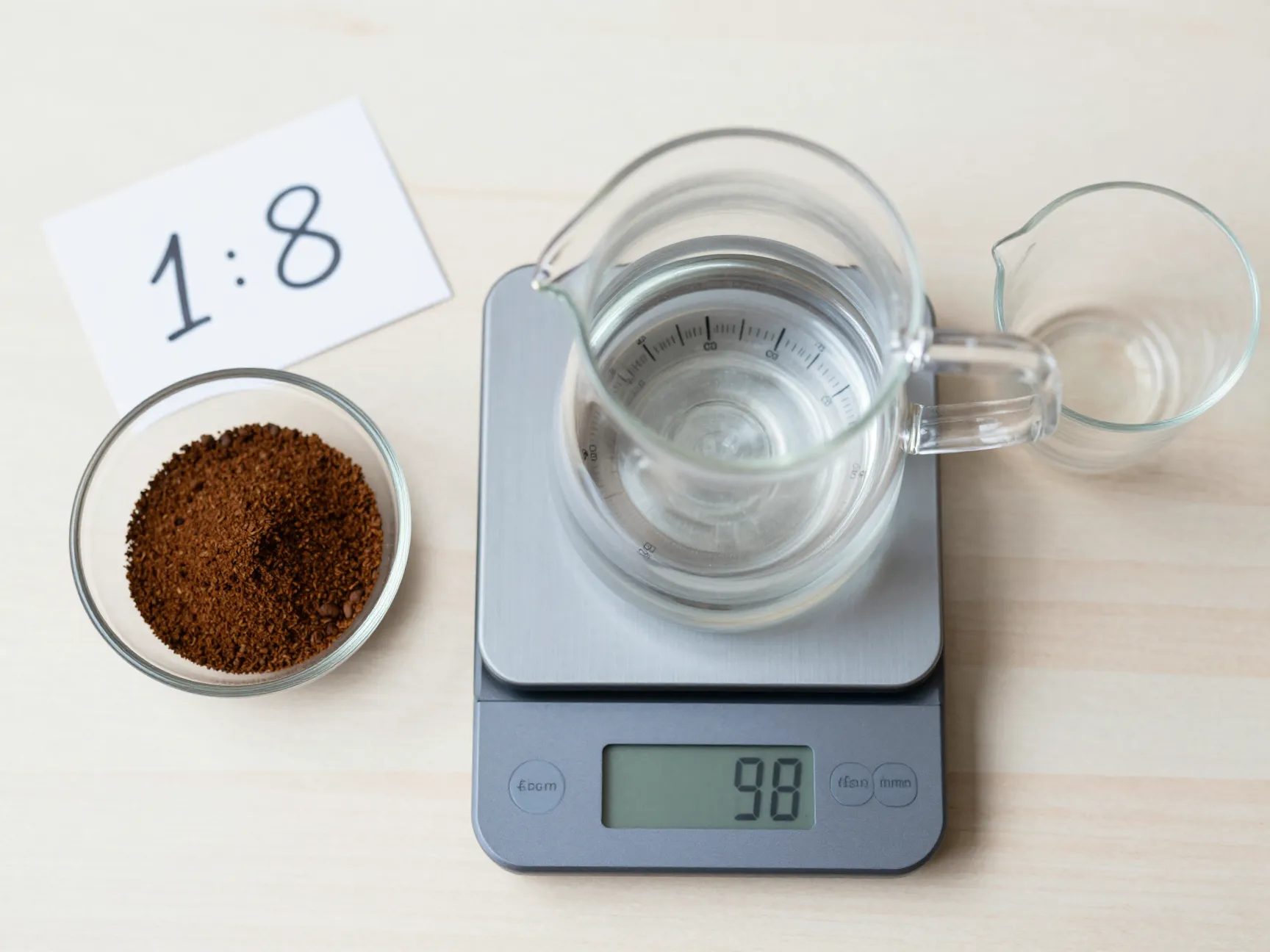 Wrong coffee to water ratio measured by weight scale and carafe