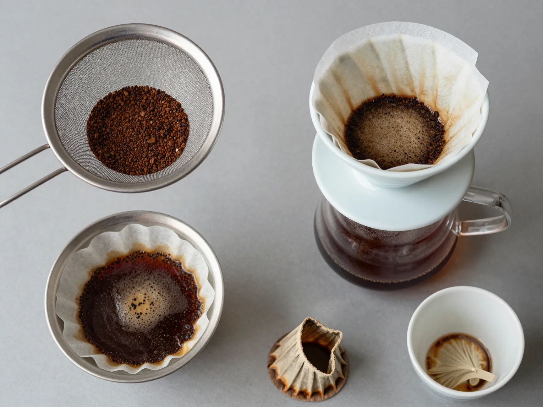 Inadequate filtration double pass metal strainer and paper filter