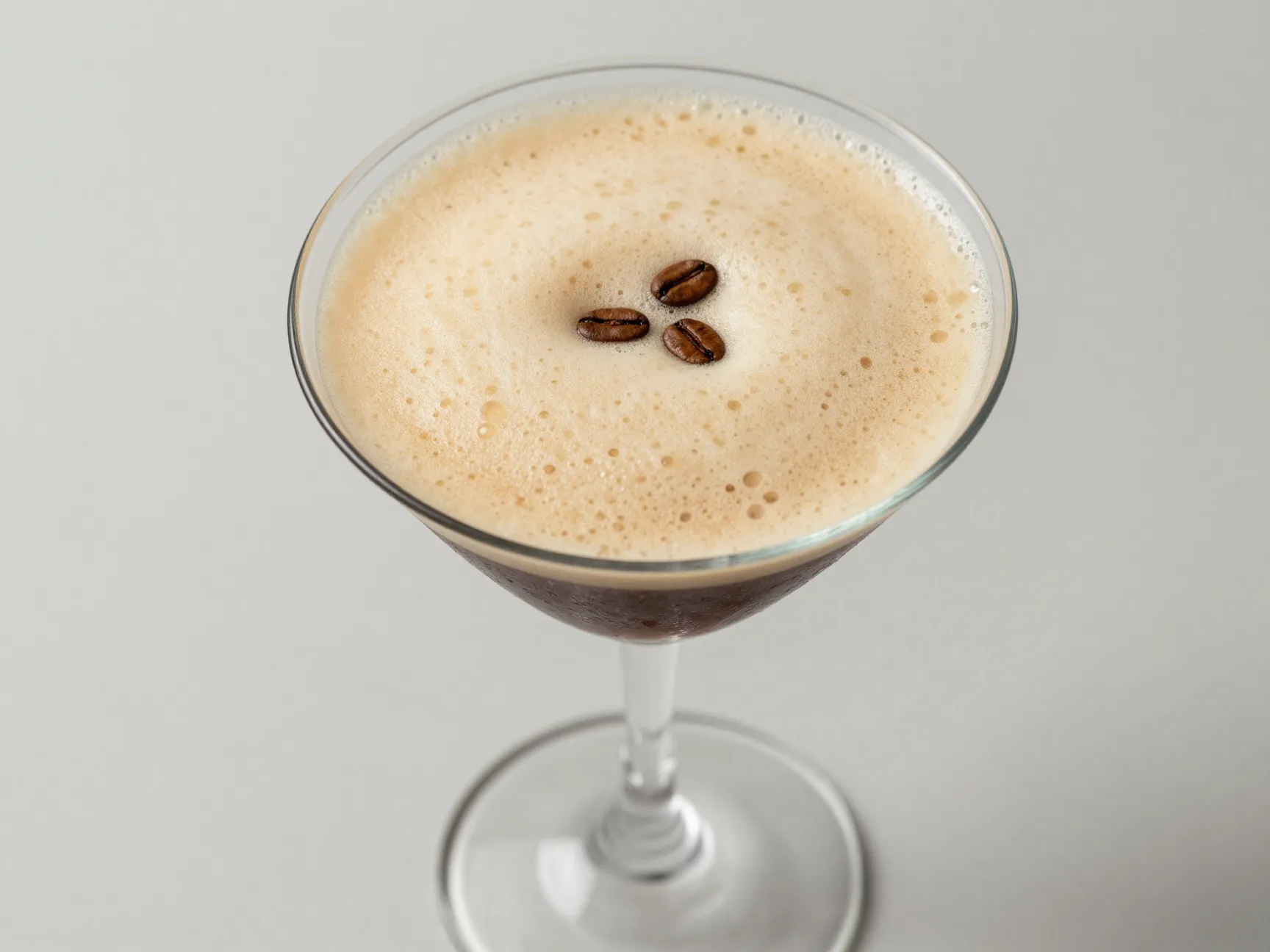 Classic ultimate espresso martini with fresh foam and three beans