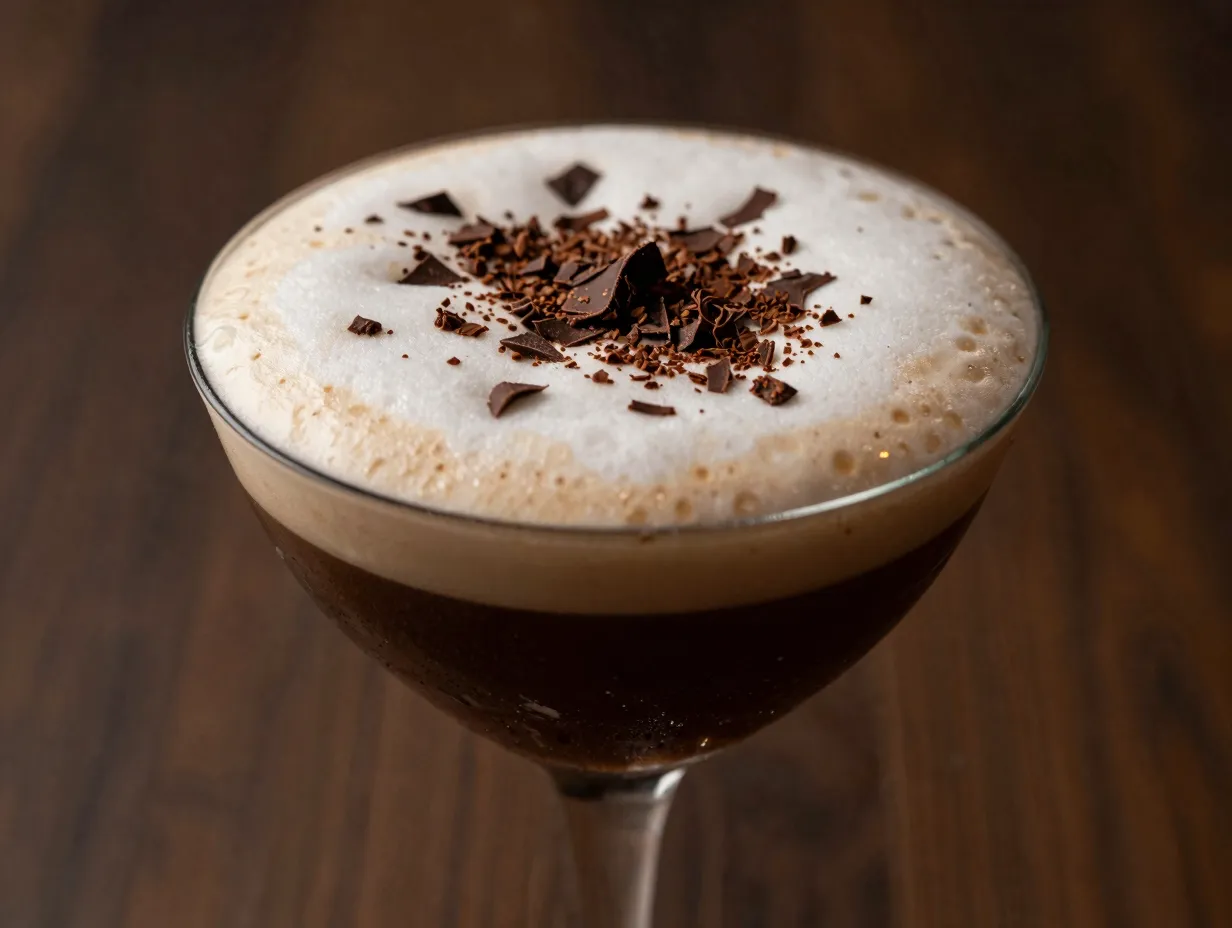 Sweater weather espresso martini with dark chocolate shavings