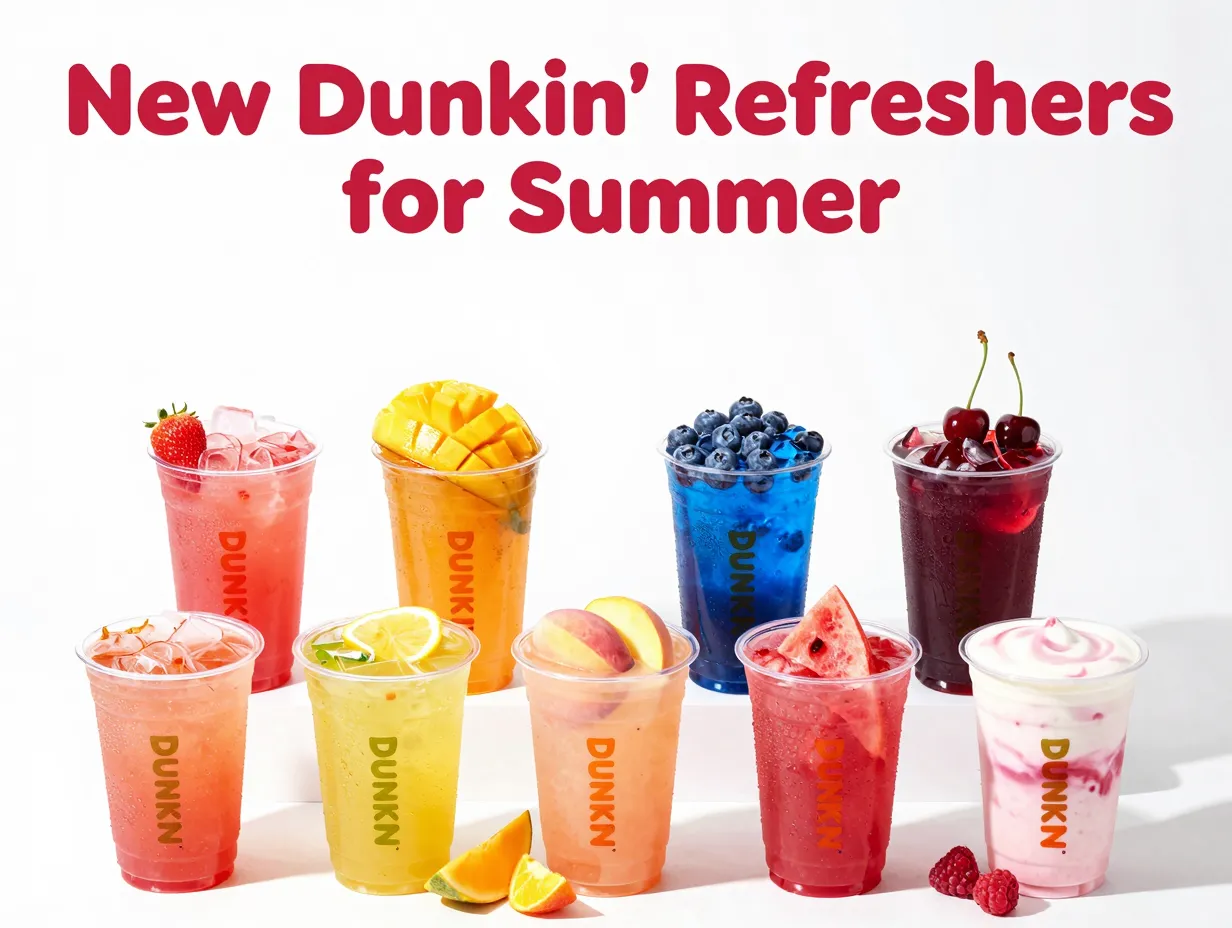 Vibrant arrangement eight dunkin summer refresher drinks fresh fruit