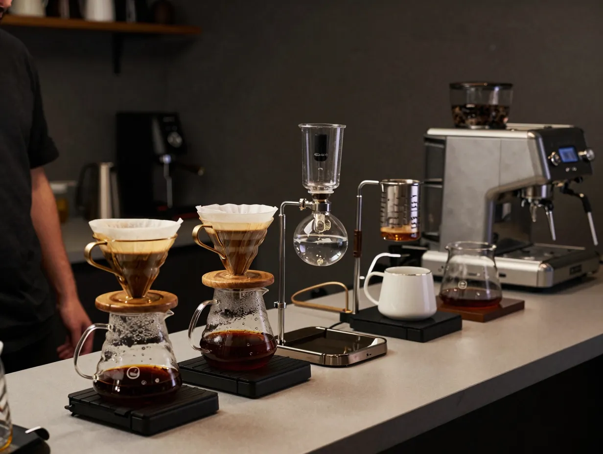 Mastery of multiple brewing methods array of equipment