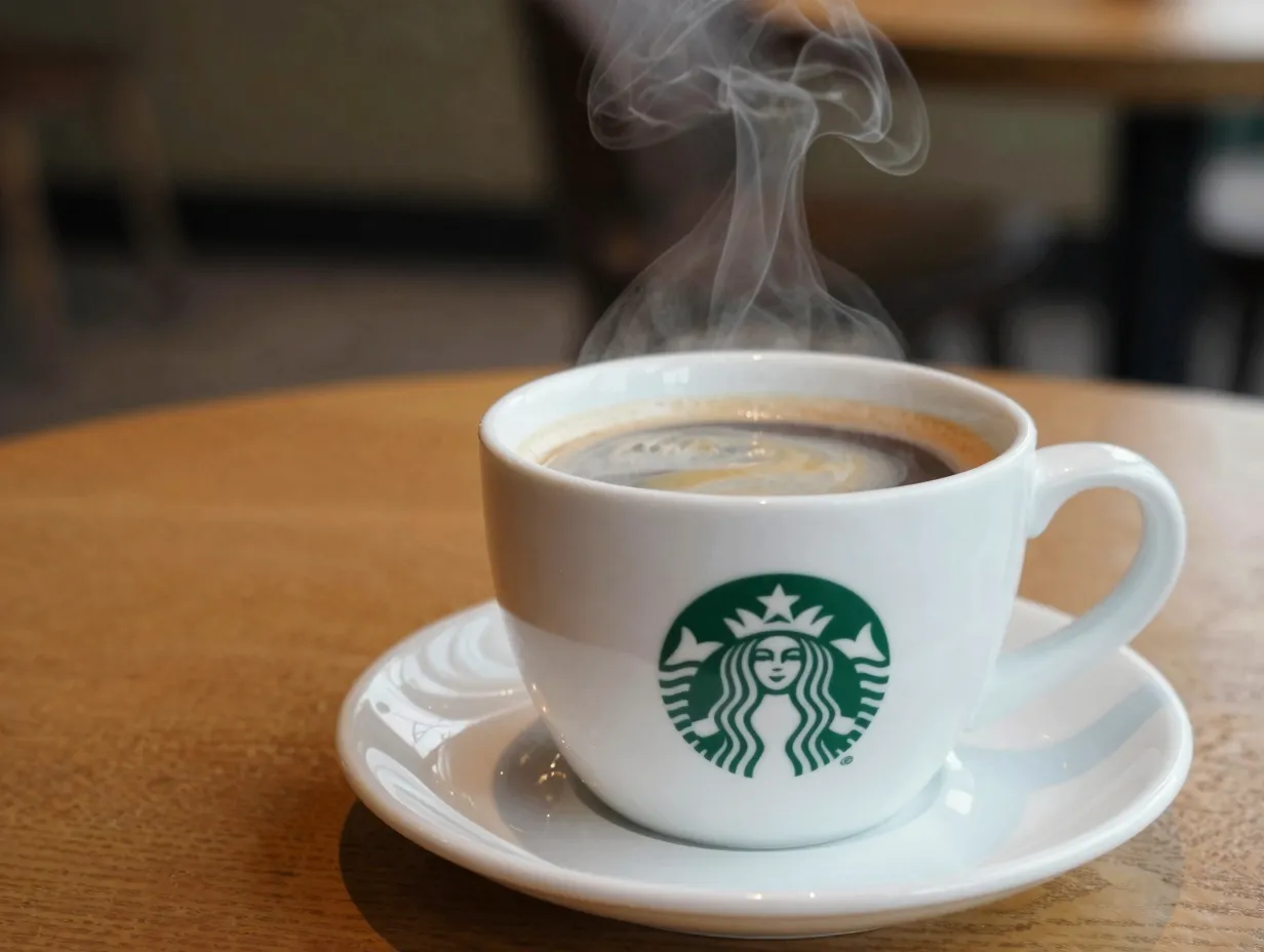 Childs temperature americano in ceramic mug steaming