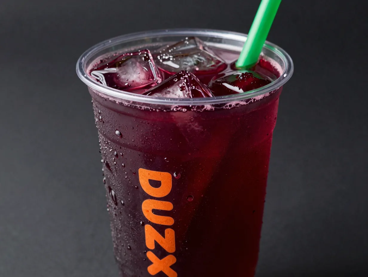 Cherry berry twist deep red purple high caffeine energy drink