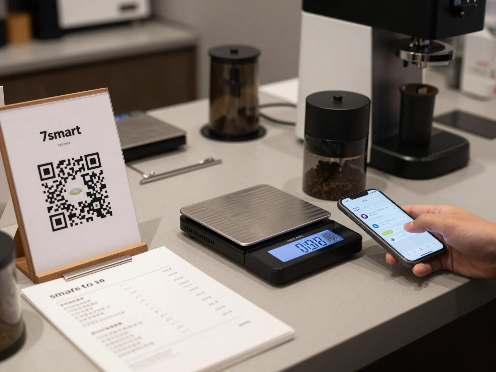 Smart technology qr code menu precision brewing scale grinder