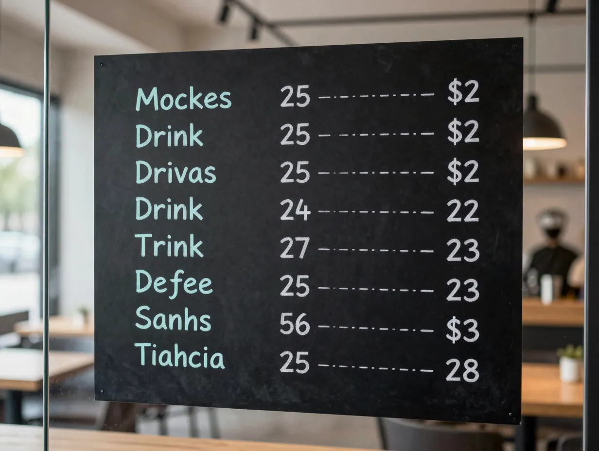 Chalkboard vinyl menu applied to glass partition modern cafe