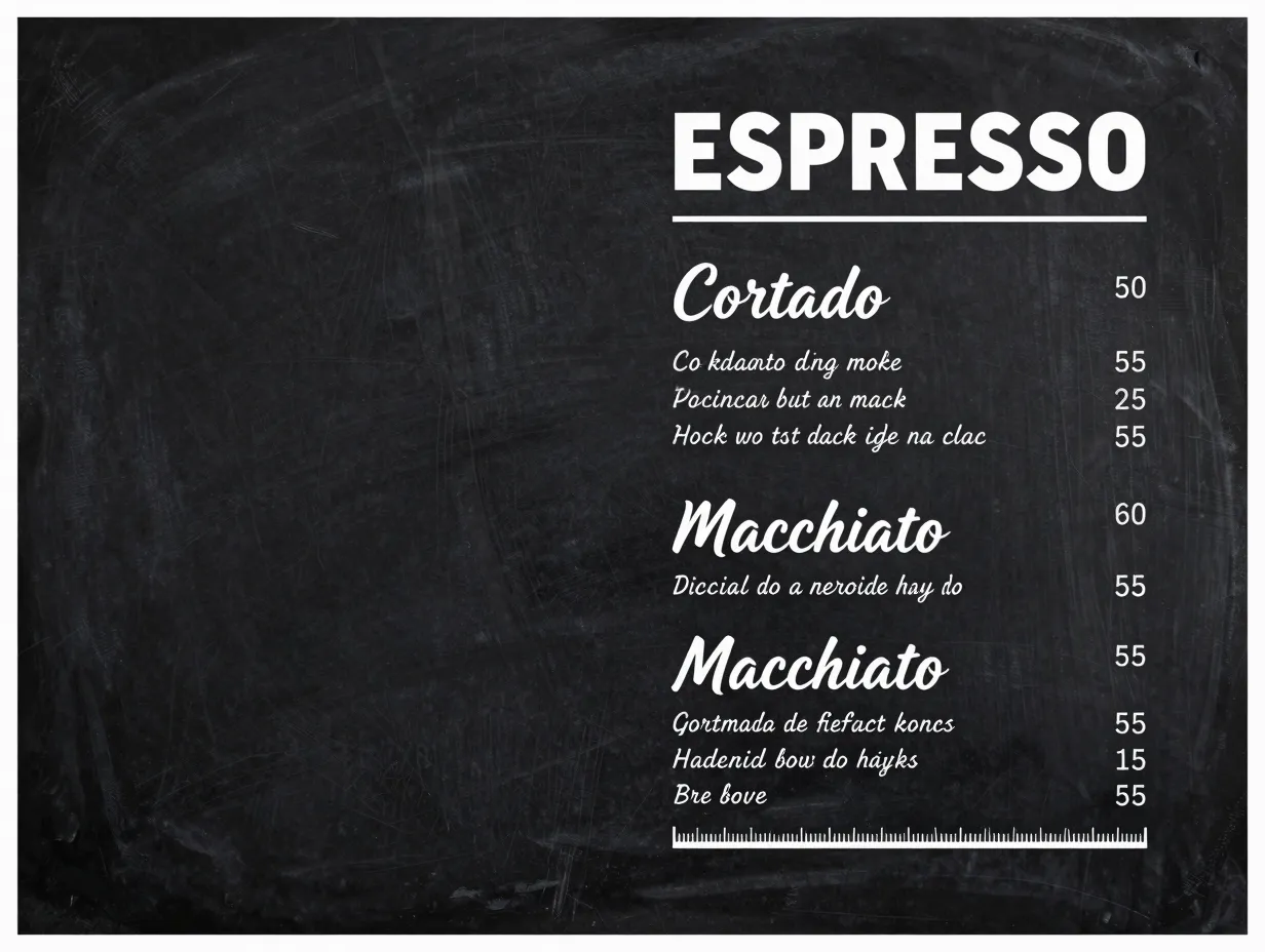 Minimalist typography chalkboard menu clean hierarchy white space