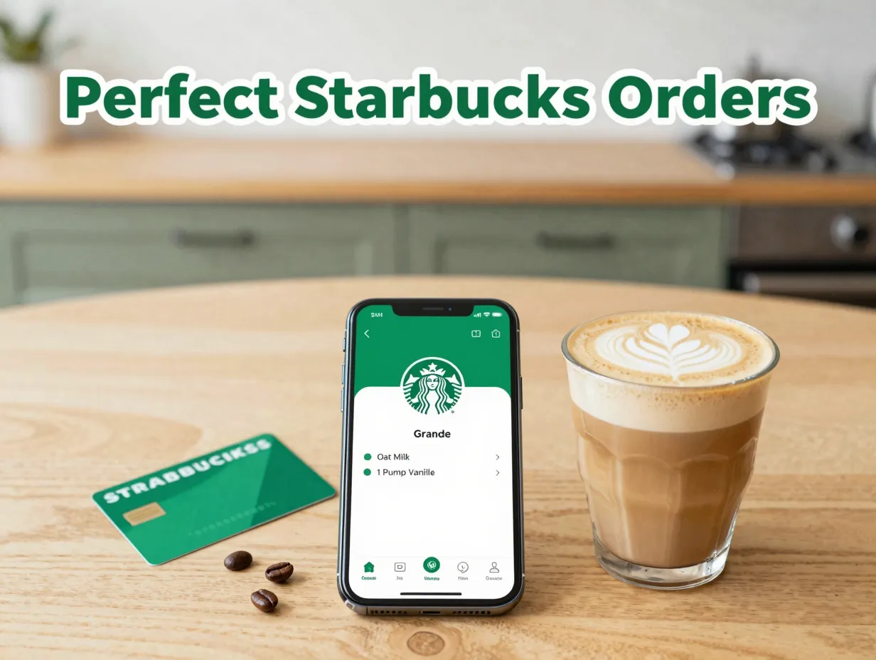 Smartphone starbucks app perfect custom drink flat lay