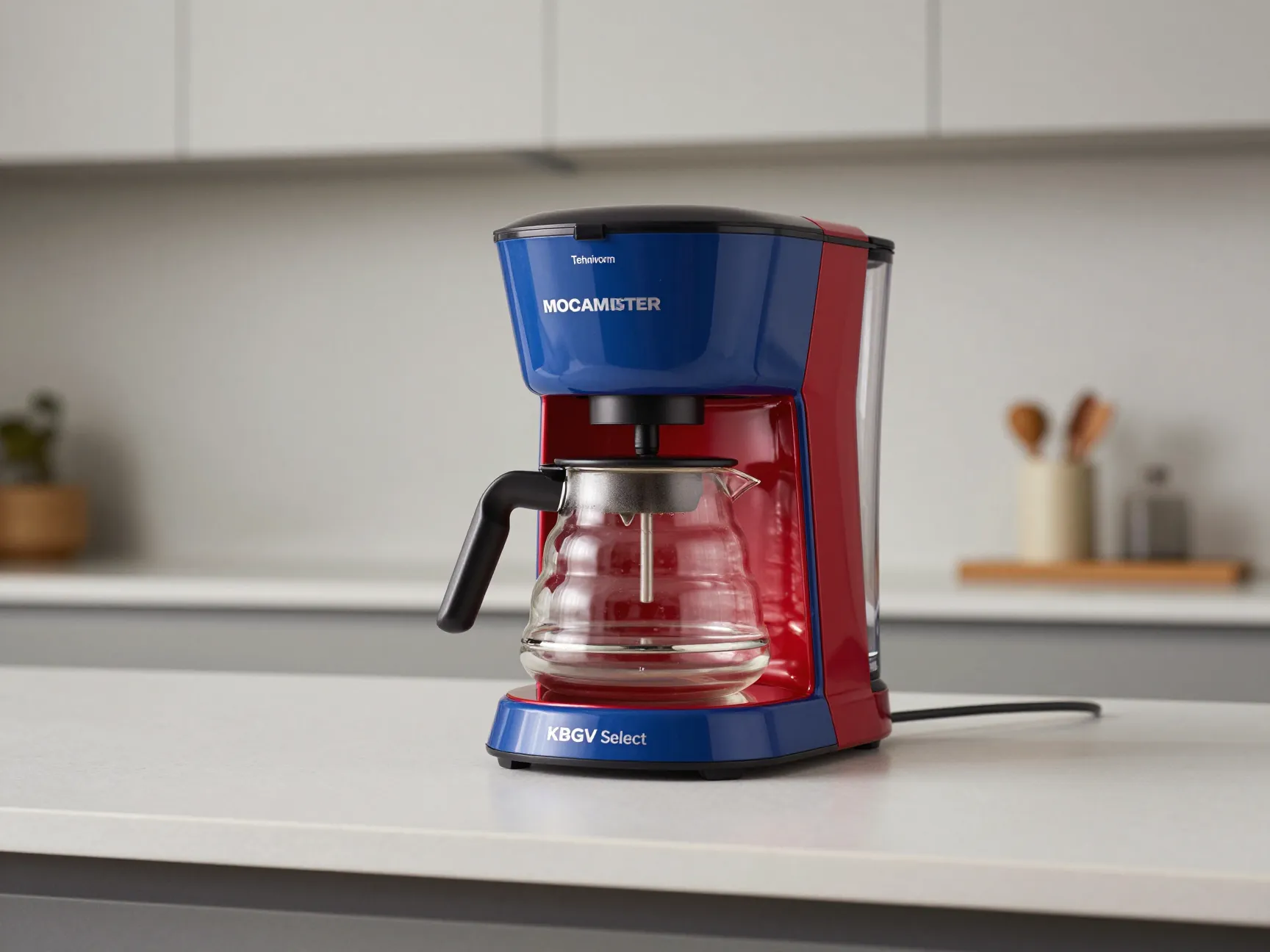 Gold standard handmade drip coffee maker in modern kitchen