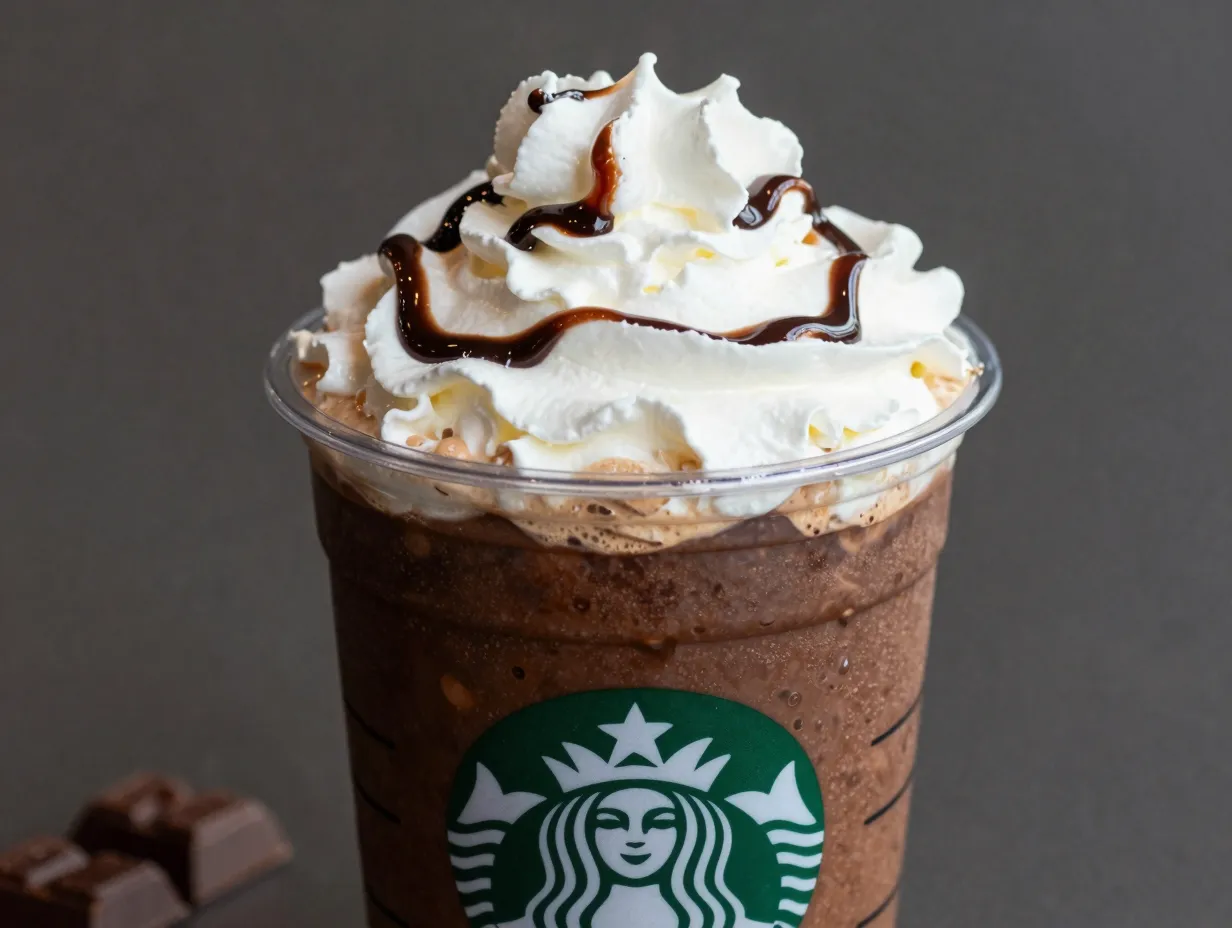 Dark chocolate caffe mocha with whipped cream