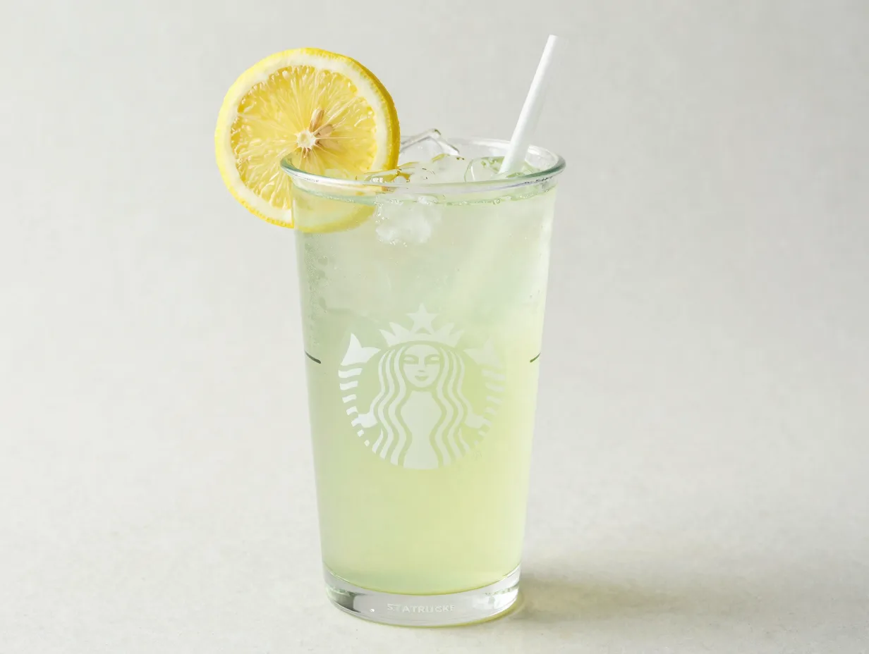 Iced green tea lemonade clear citrus drink in tall cup