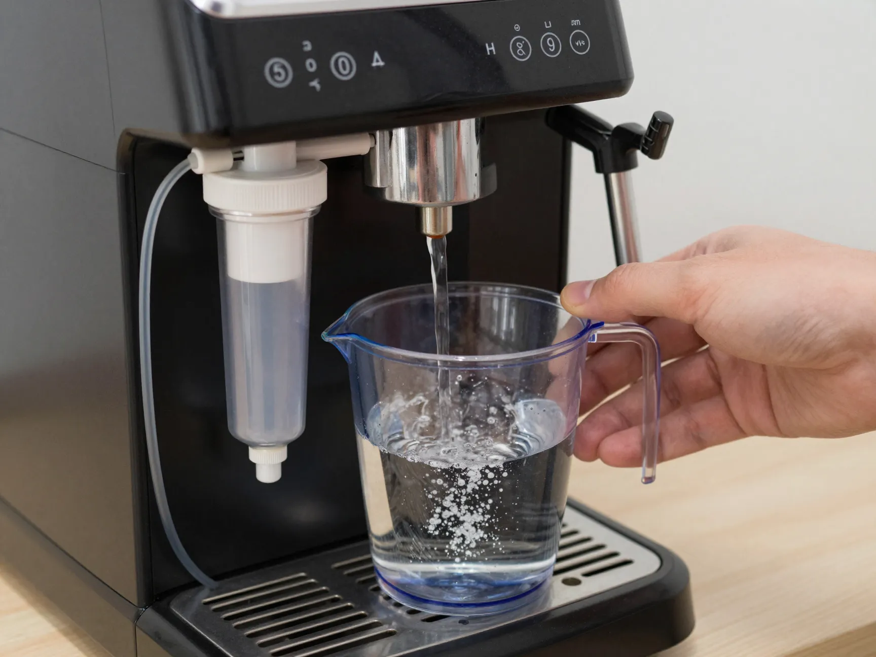 Water filtration system inline espresso machine pitcher filter