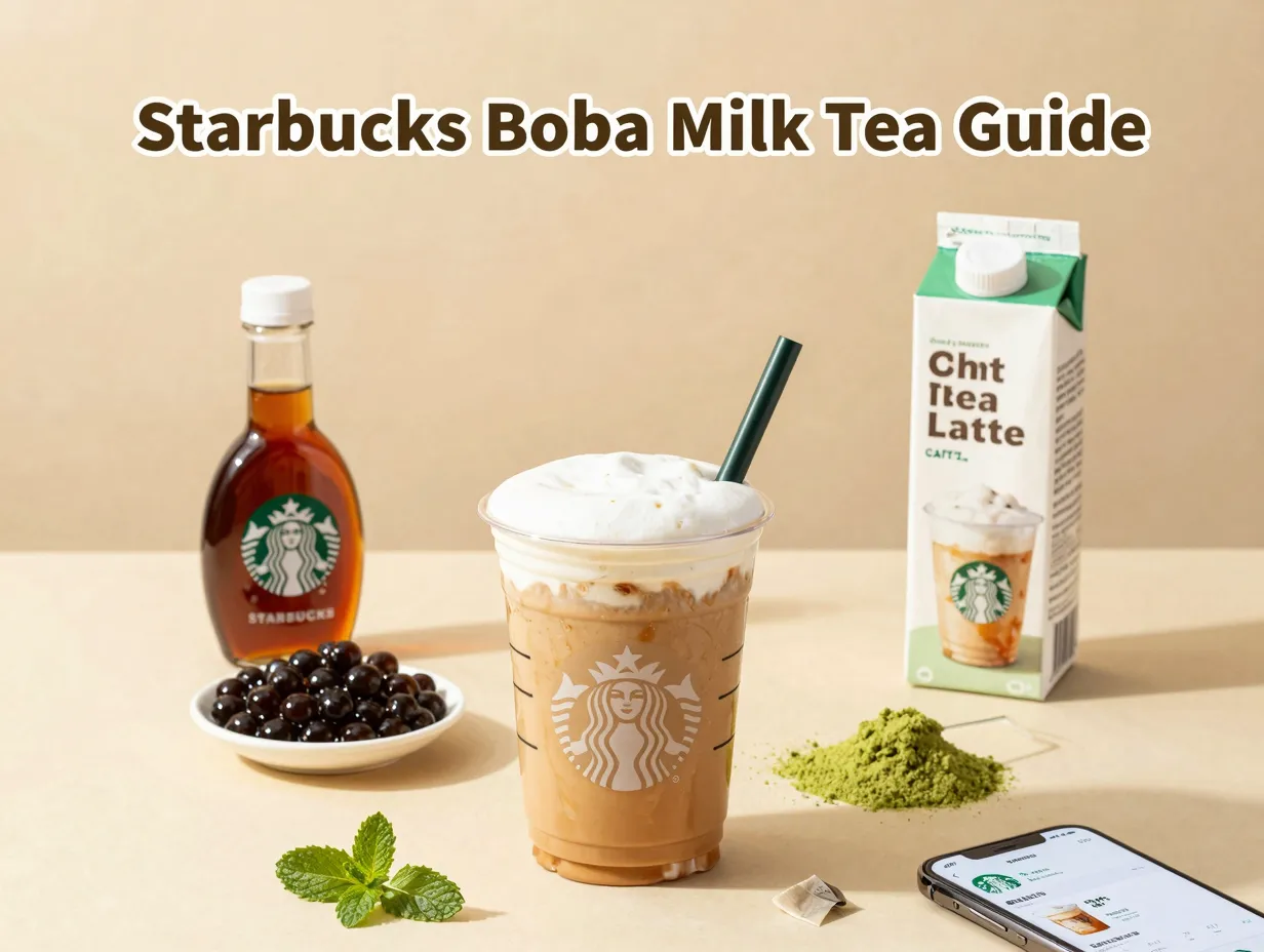 Starbucks chai custom milk tea boba alternative cold foam flatlay