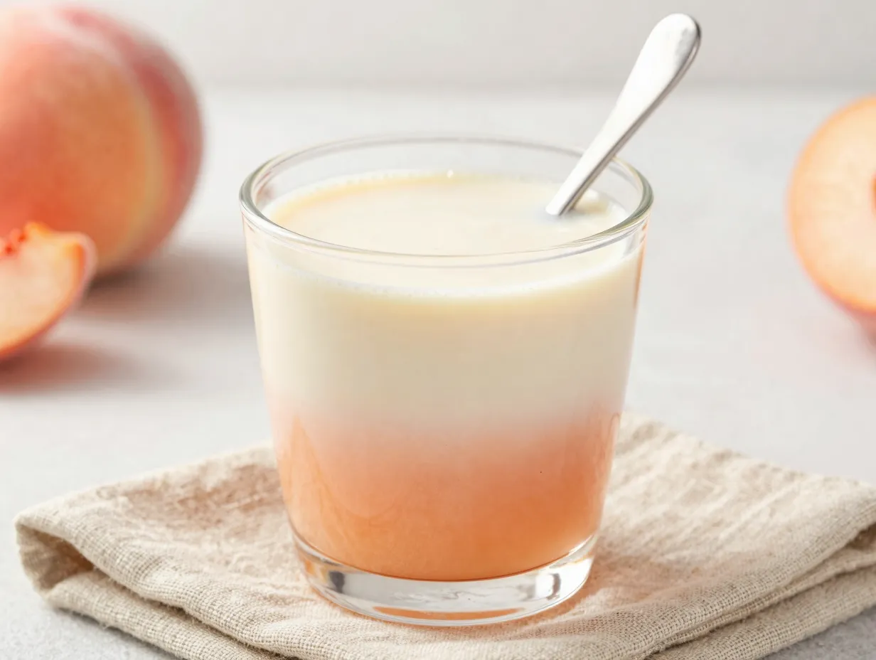 Custom peach tranquility latte with oat milk and peach syrup