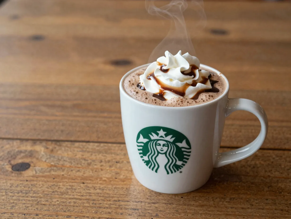 Cafe mocha with bittersweet mocha sauce and whipped cream