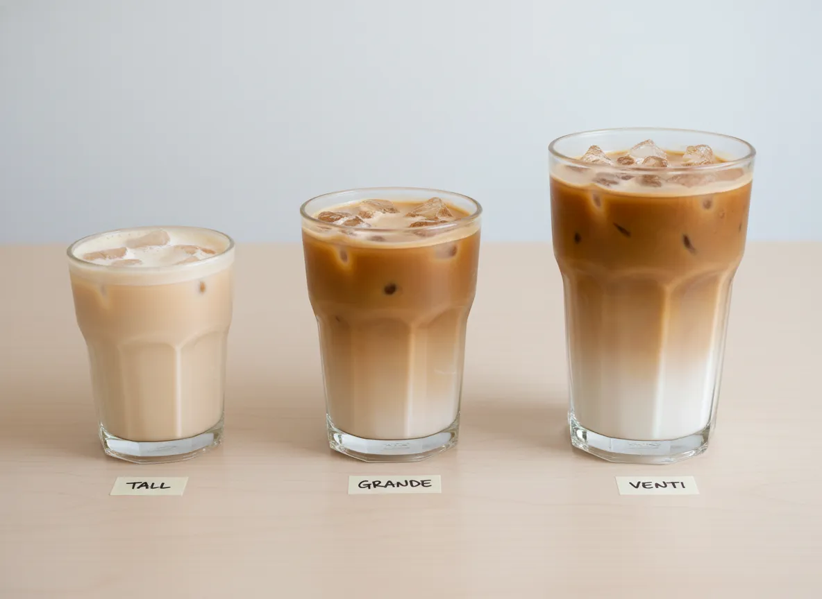 Three sized latte glasses tall grande venti