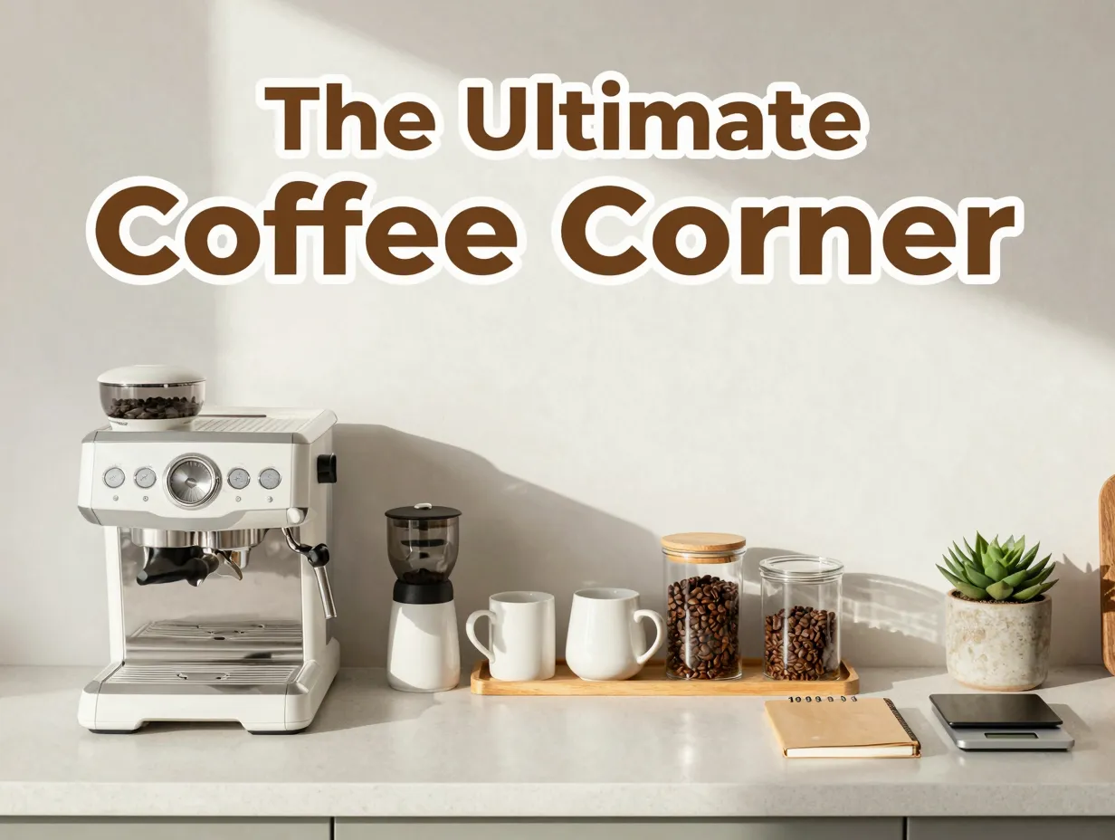 The ultimate minimalist coffee corner setup flat lay