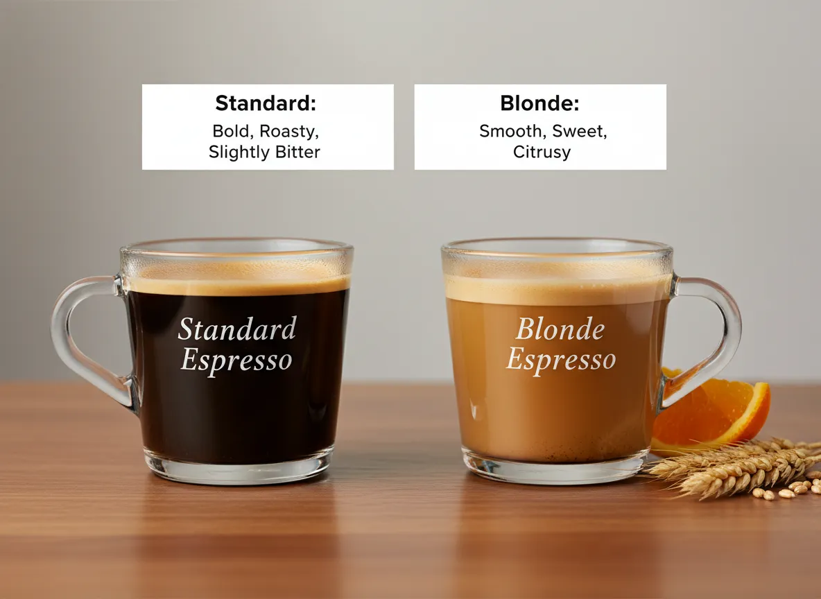 Blonde espresso americano smoother base dark roasty vs light citrus grain notes