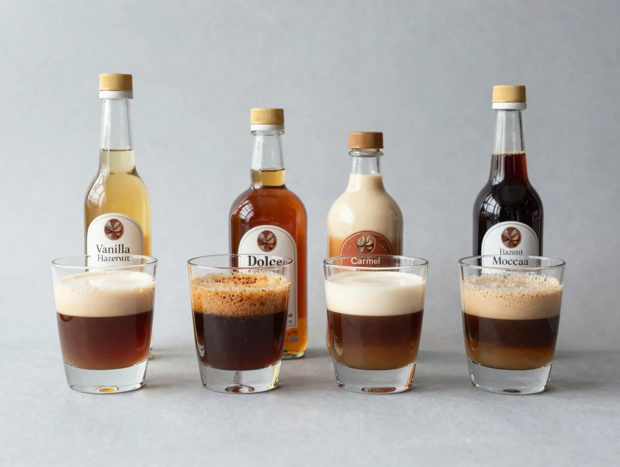 Layered syrups americano multi dimensional flavor profile combinations
