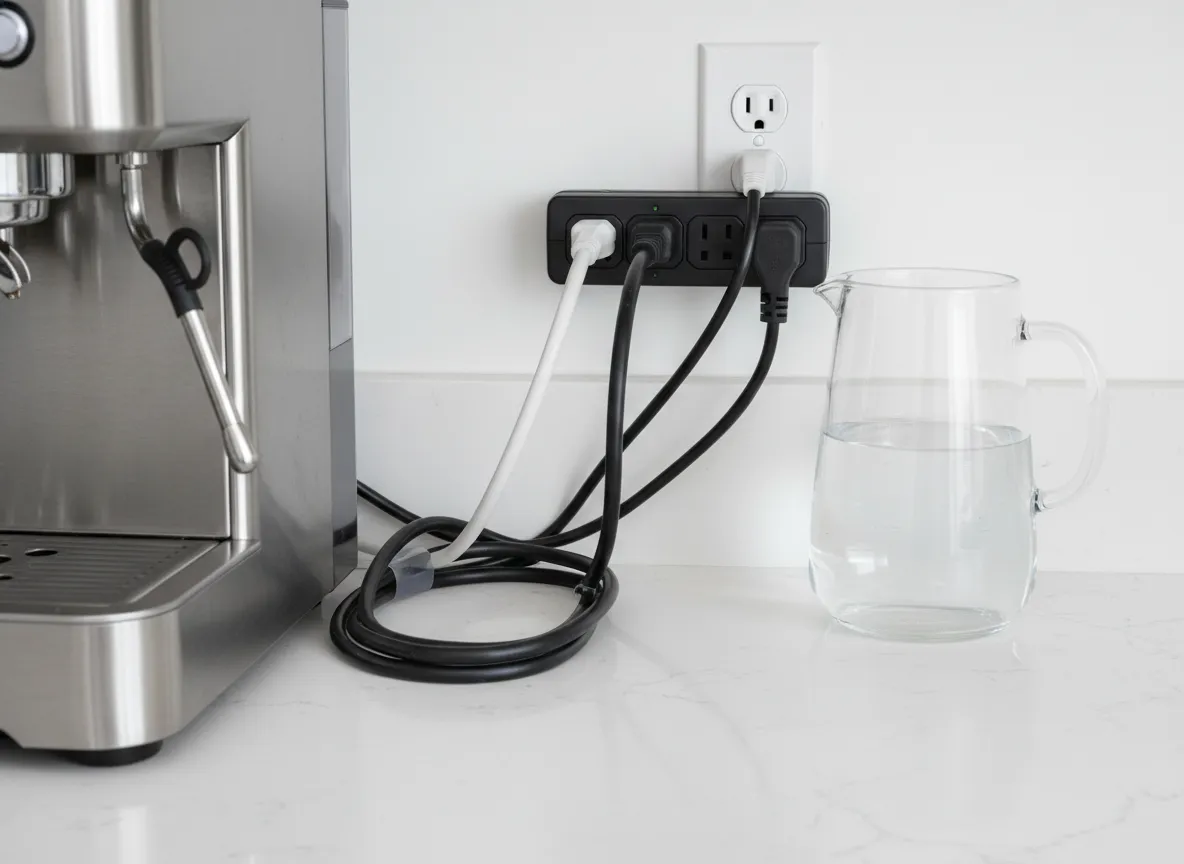 Power strip surge protection outlet coffee machine setup