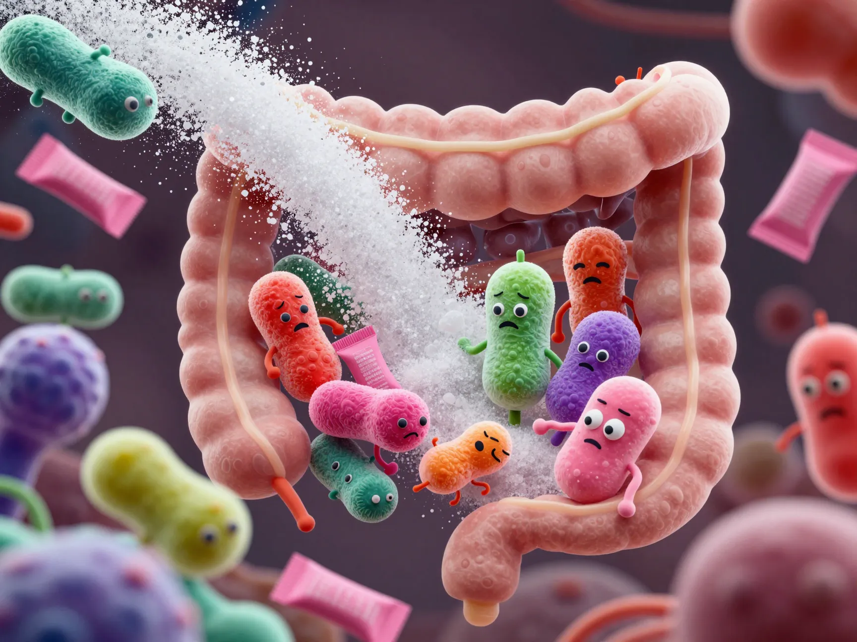 Sugar artificial sweeteners disrupt gut bacteria