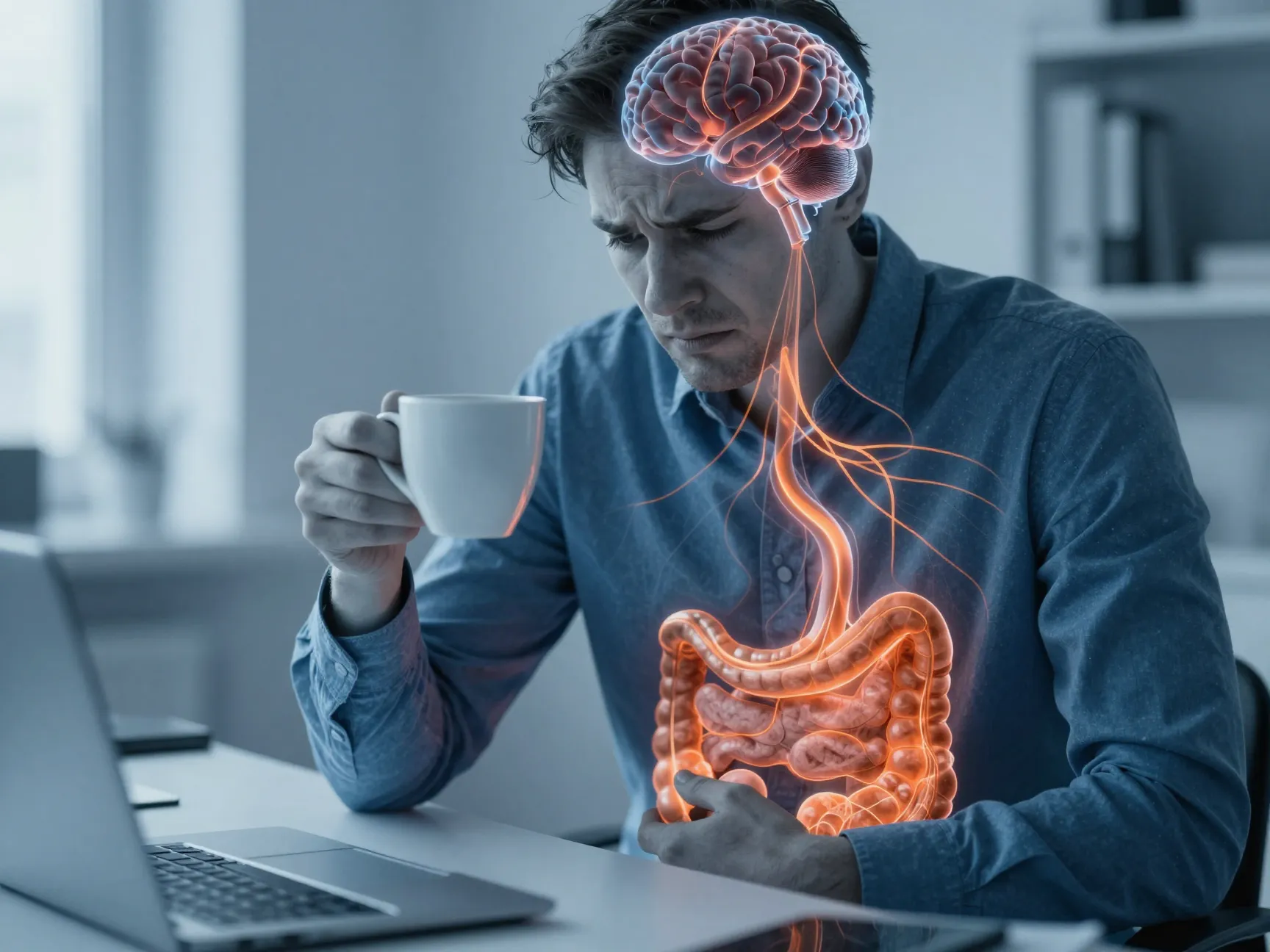 Caffeine raising cortisol disrupting gut function