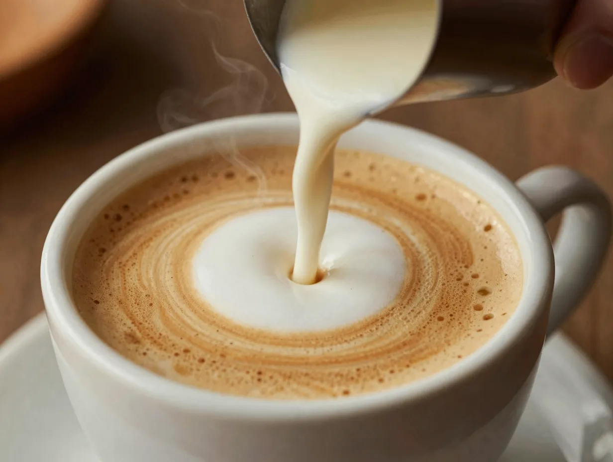 Steamed half and half americano velvety texture luxurious mouthfeel latte like