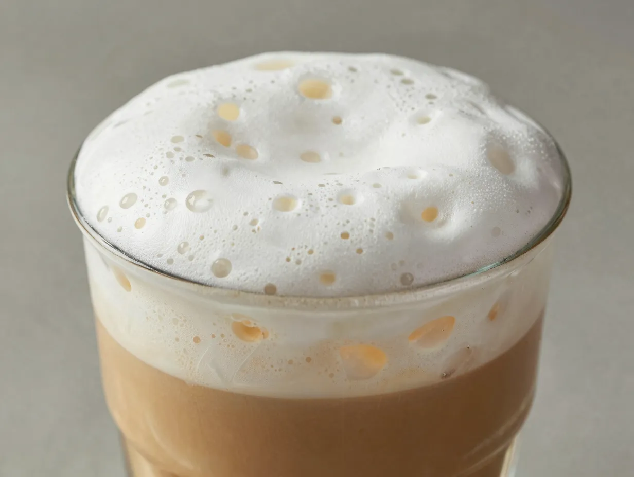 Cold foam topping iced americano creamy airy texture vanilla sweet cream