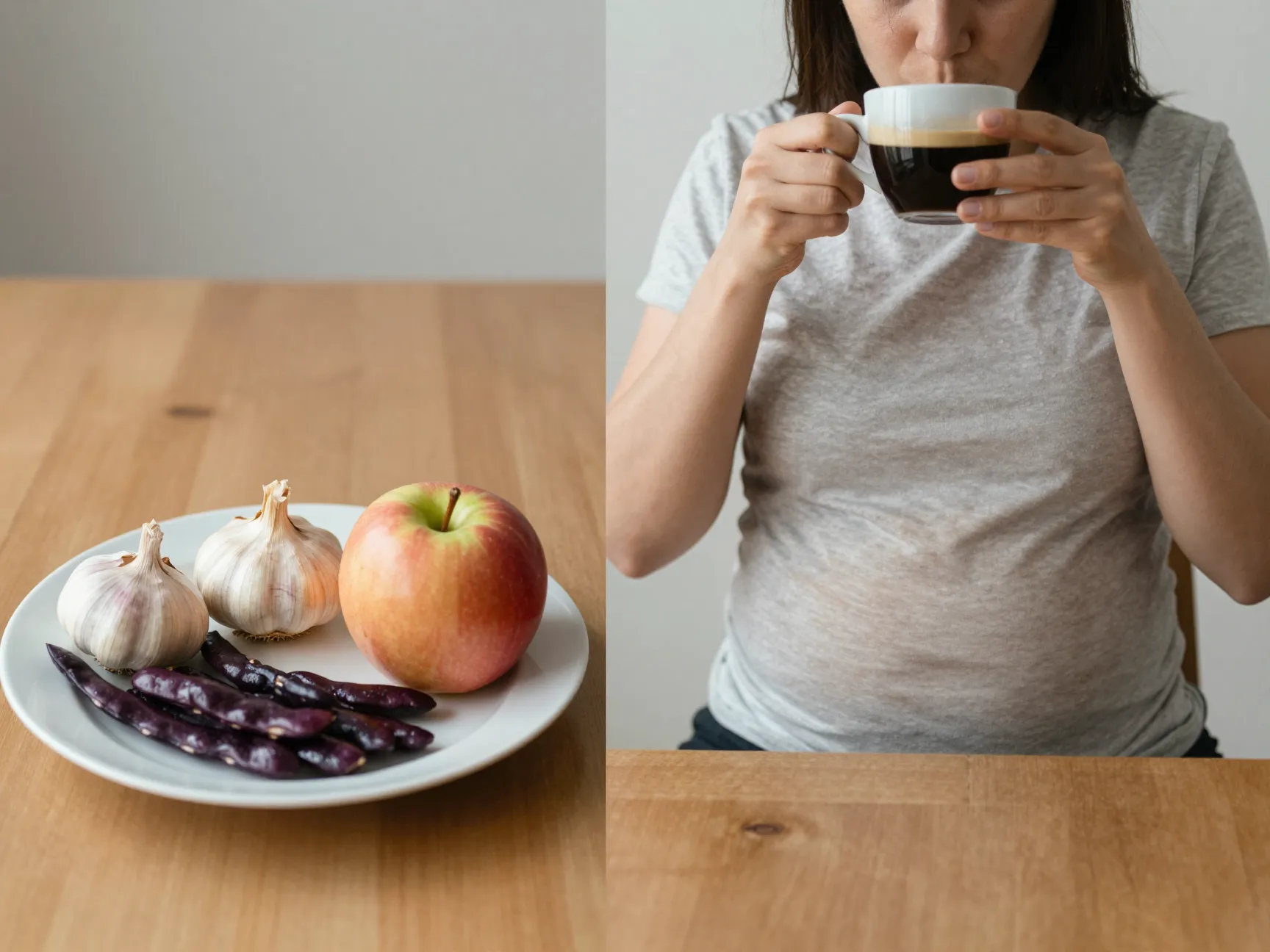 Coffee after high fodmap foods amplifies bloating