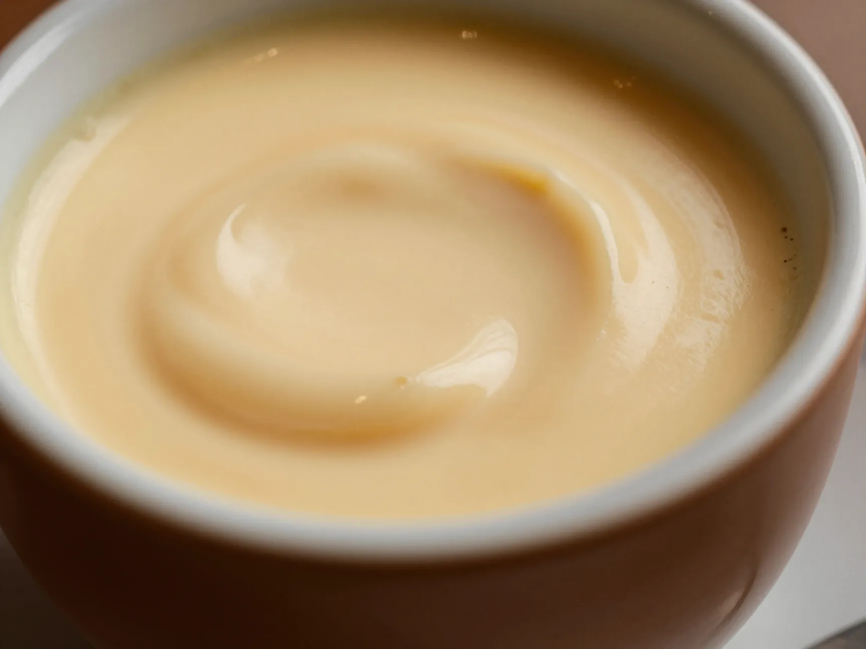 Creamy caffe allo zabaglione with egg custard in small cup