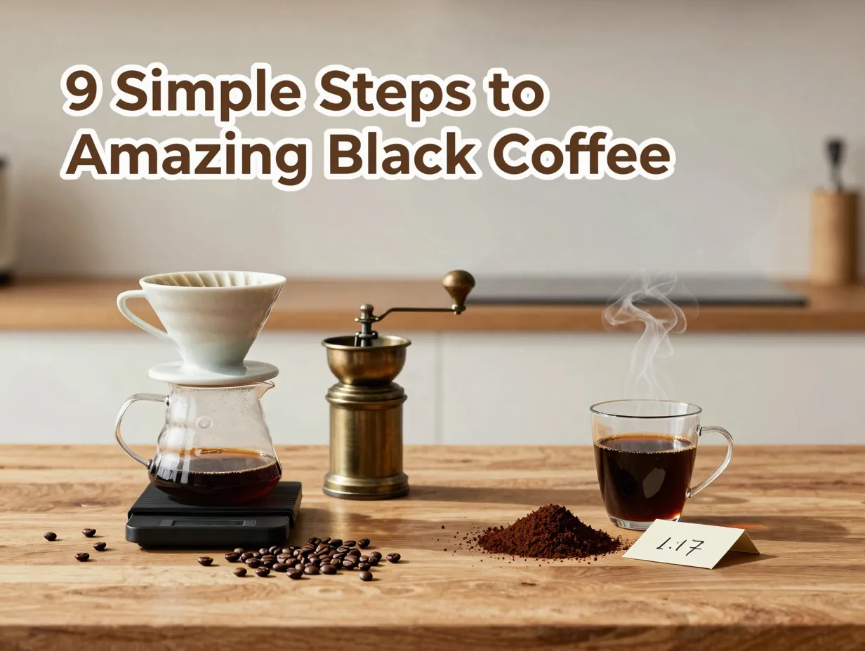 Fresh beans pour over grinder scale black coffee glass cup handwritten ratio