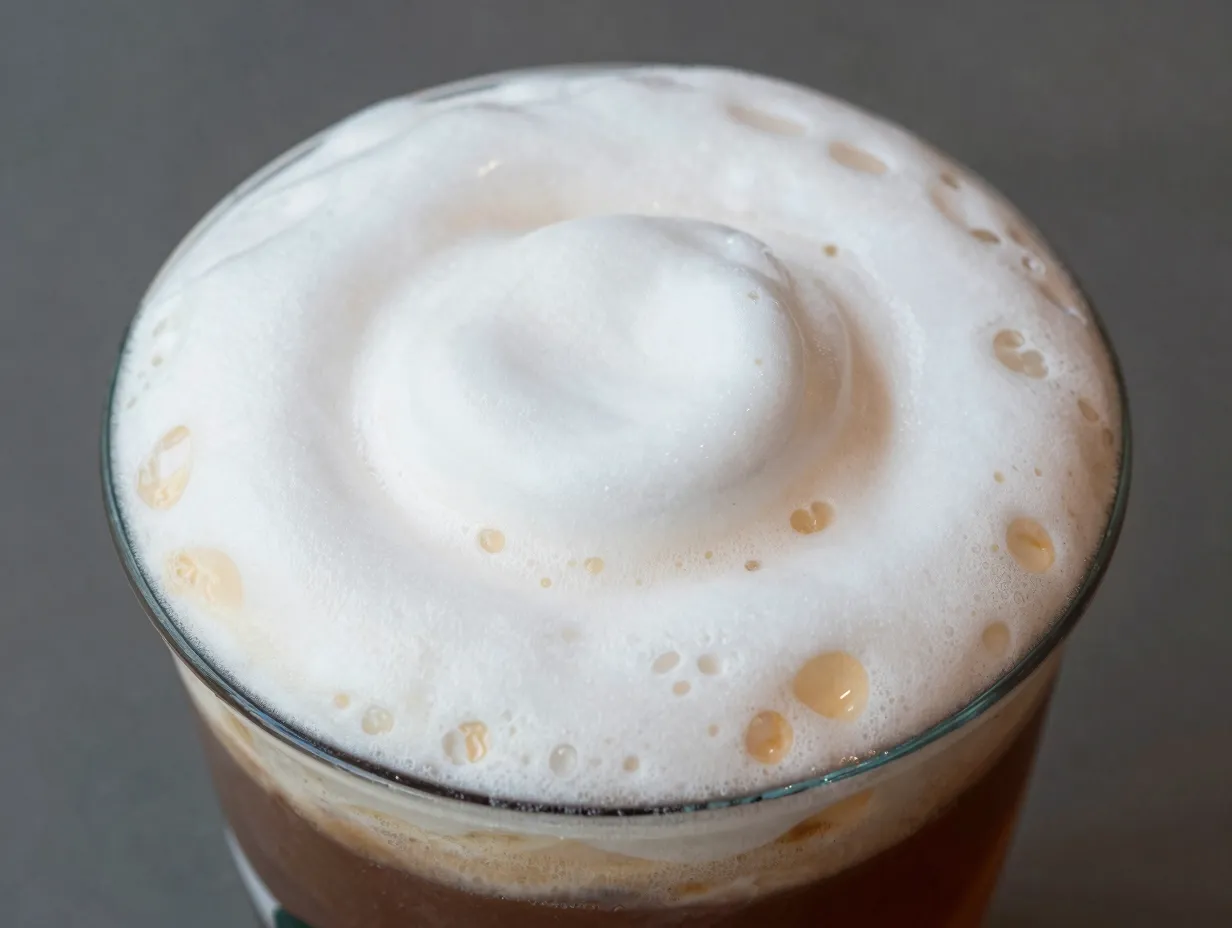 Vanilla cold foam topping cloud over iced cold brew