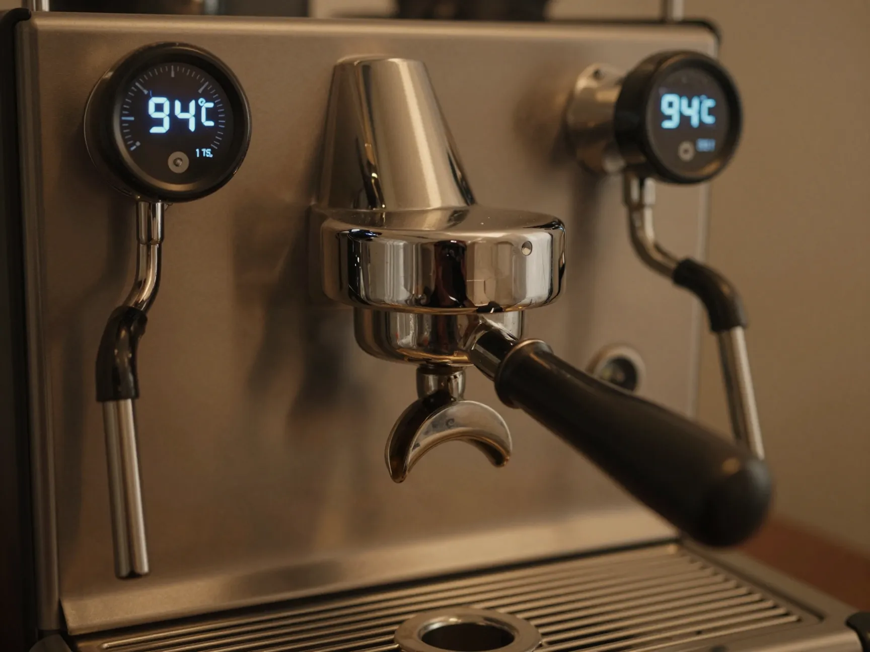 Espresso machine group head with 94 degree digital temperature readout
