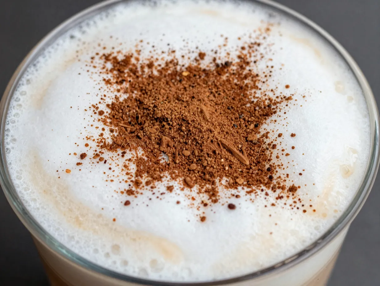 Cinnamon powder dusted on vanilla sweet cream cold foam