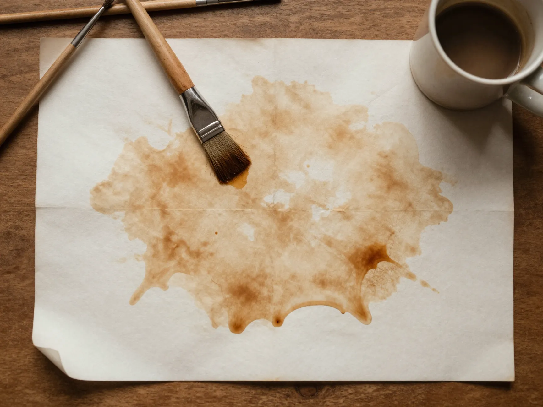 Aged parchment paper stained with strong instant coffee solution