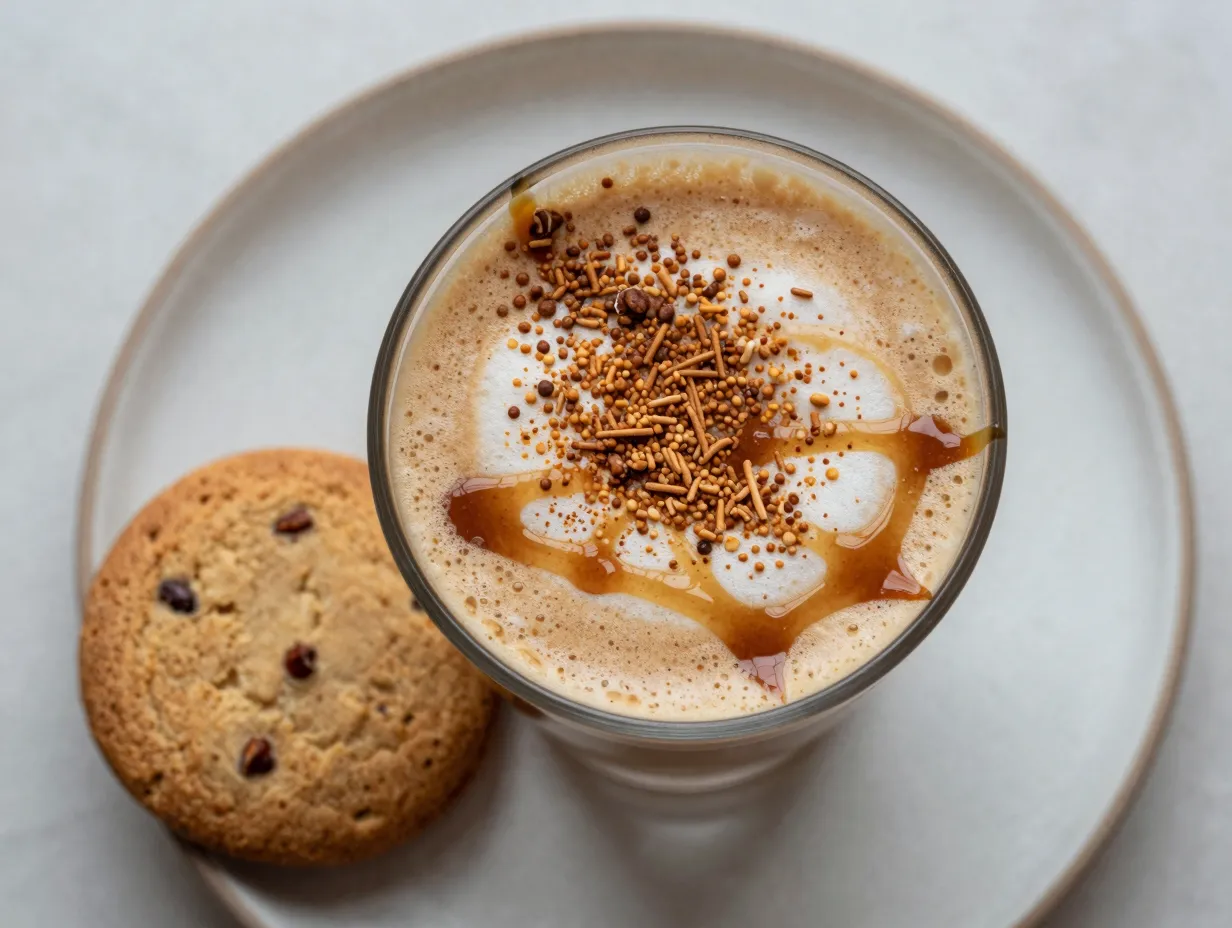 Chai cookie latte with hazelnut syrup and sprinkles