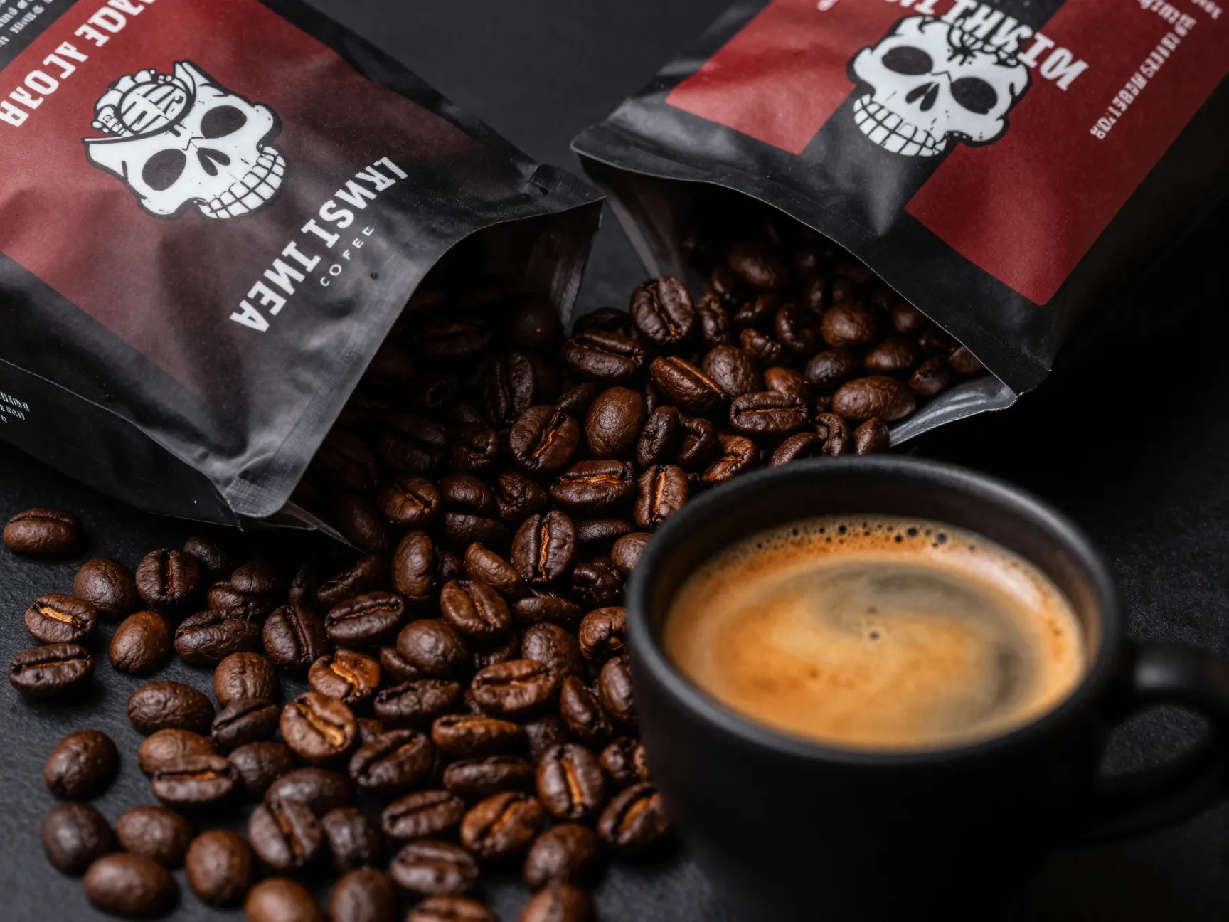 Death wish coffee dark roast bag high caffeine kick crema