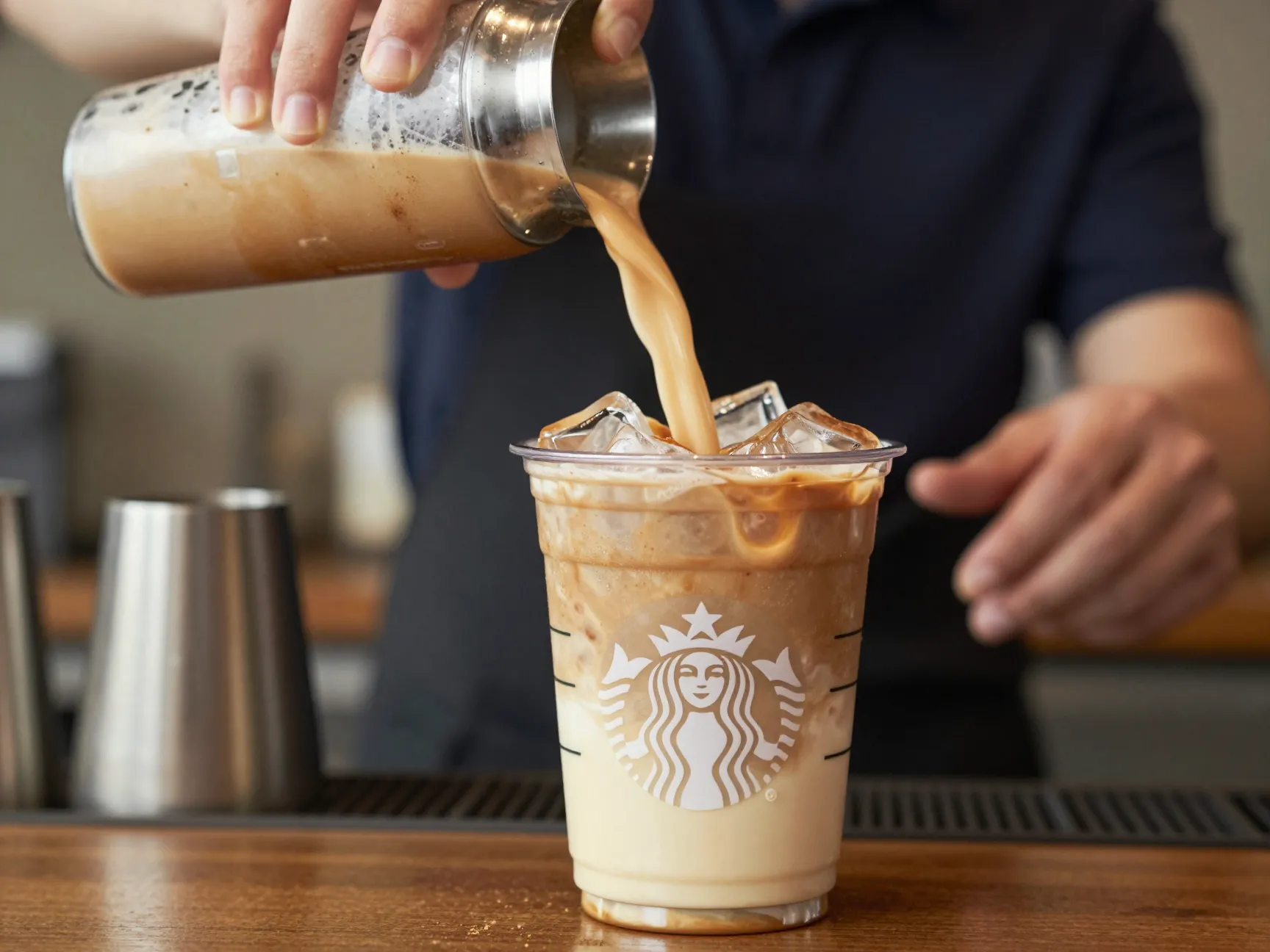 Iced blonde espresso shaken with brown sugar cinnamon and oat milk