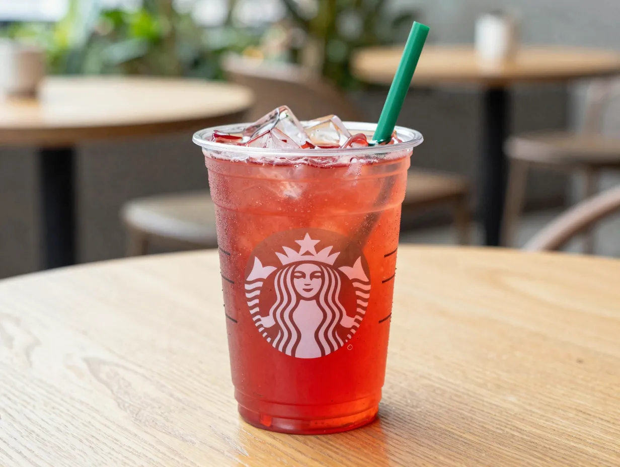 Starbucks iced passion tango tea vibrant red hibiscus infusion
