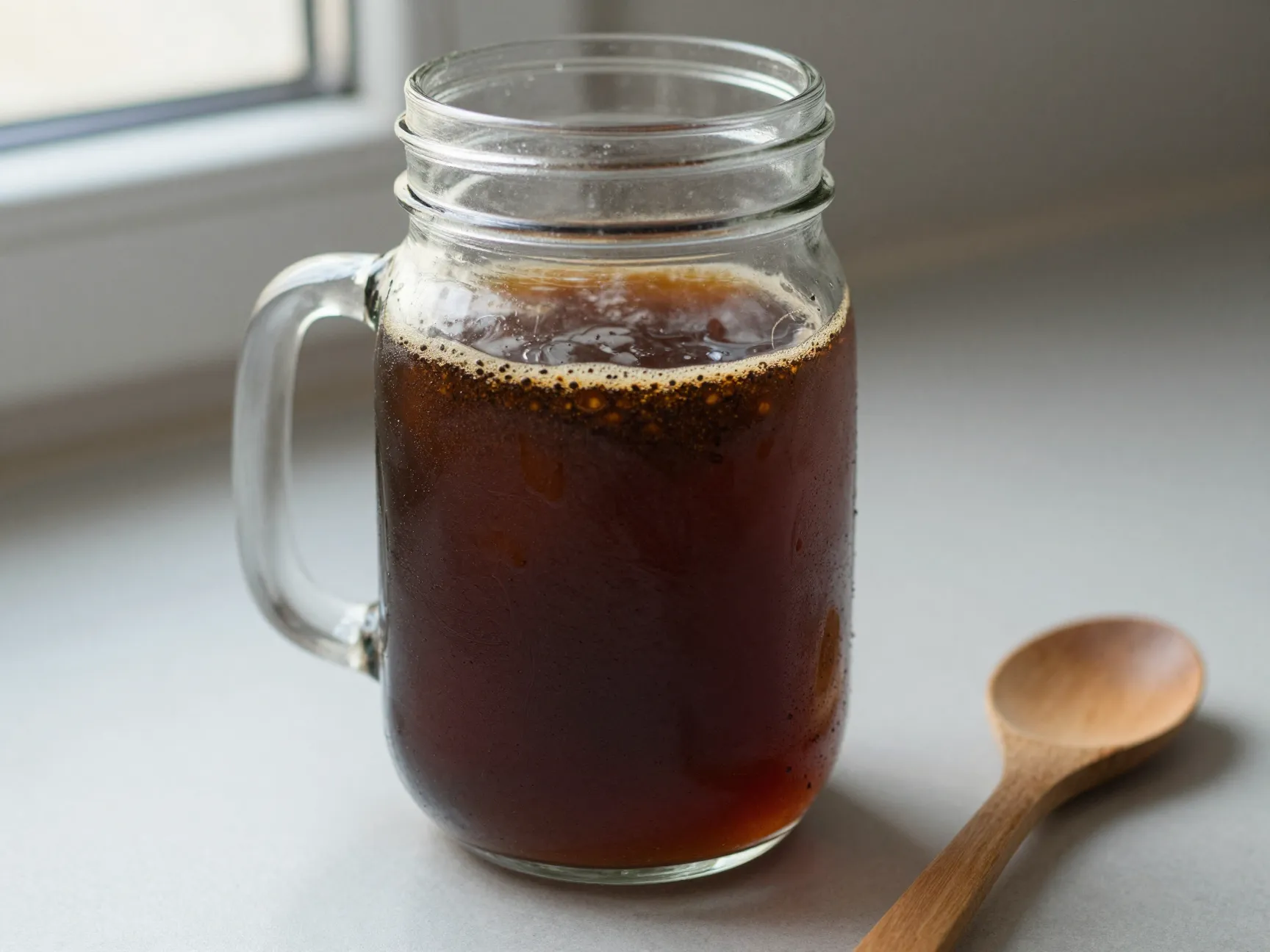 Classic cold brew mason jar coffee ground steep in refrigerator