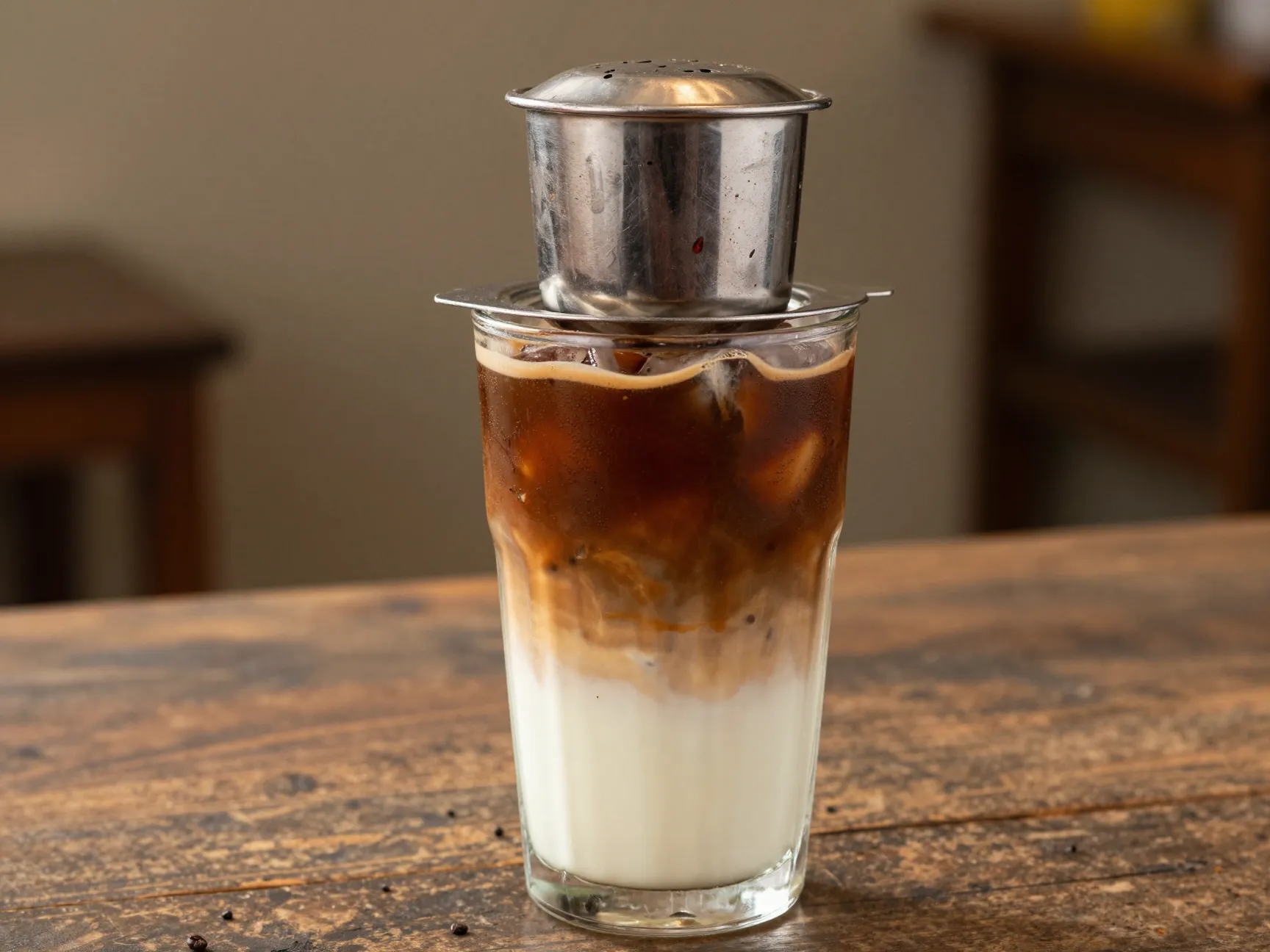 Vietnamese iced coffee sweetened condensed milk tall glass phin filter