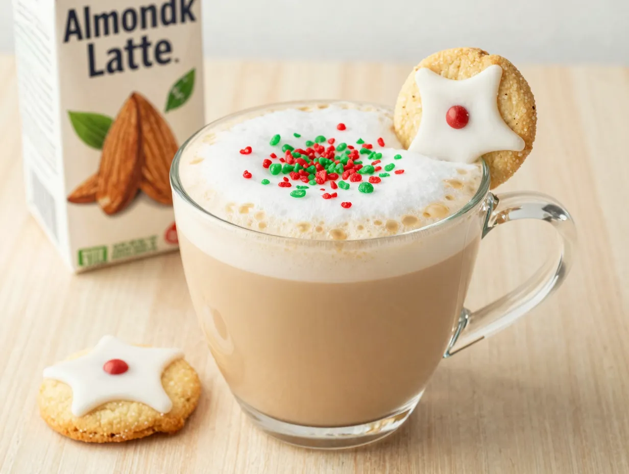 Sugar cookie almondmilk latte clear glass mug crystals