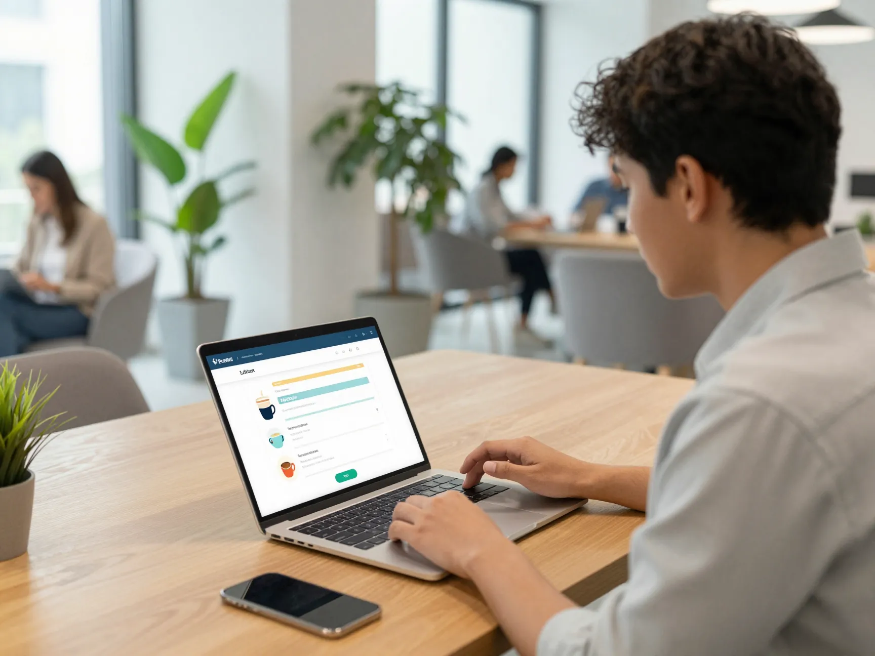 Survey team coffee preferences on digital devices in modern office