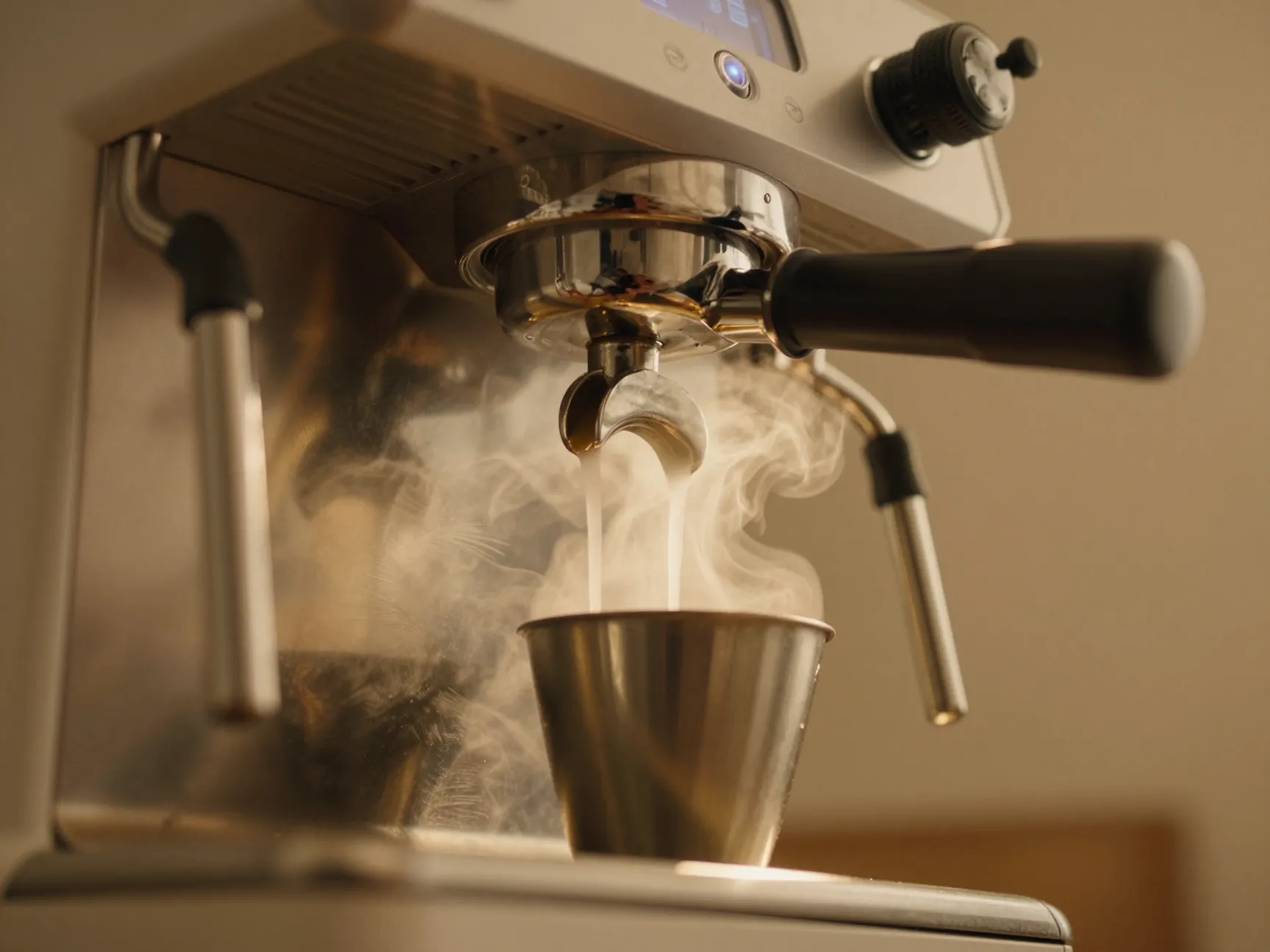 Flushing hot water from espresso machine group head