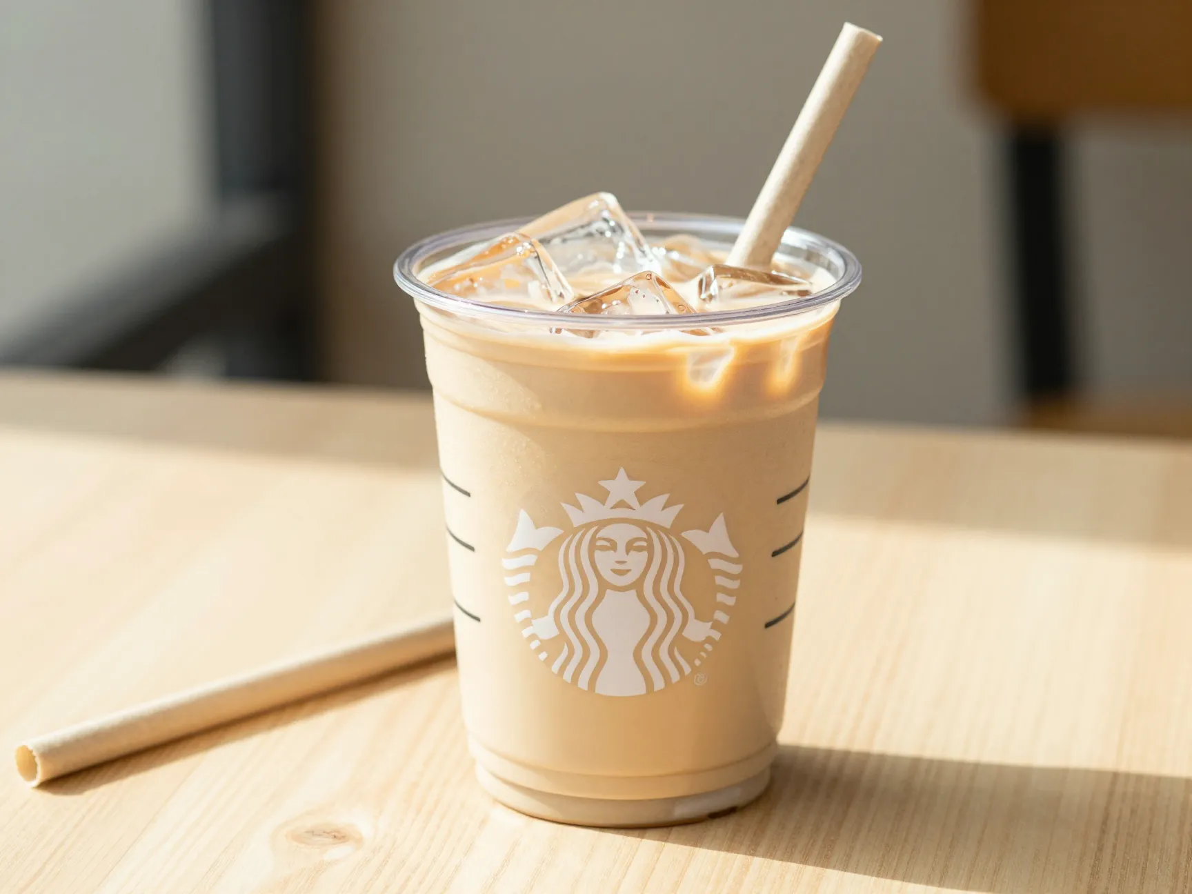 Light blonde espresso white mocha with oat milk