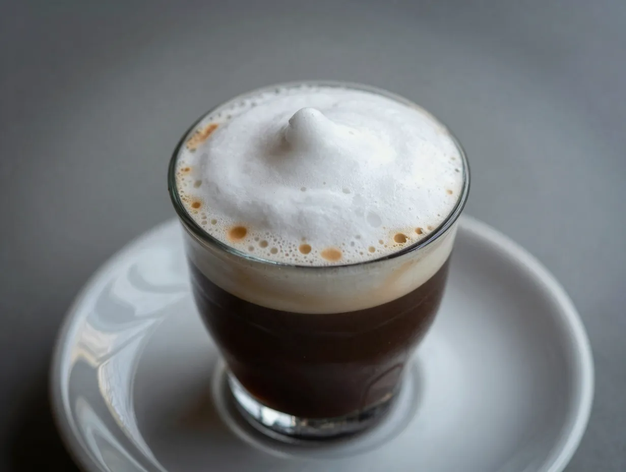 Espresso macchiato dollop foam small cup saucer