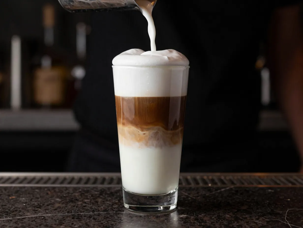 Latte macchiato three layers tall clear glass