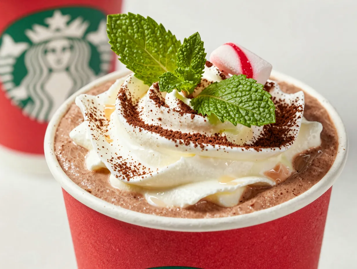 Peppermint hot chocolate seasonal showstopper cool refreshing contrast