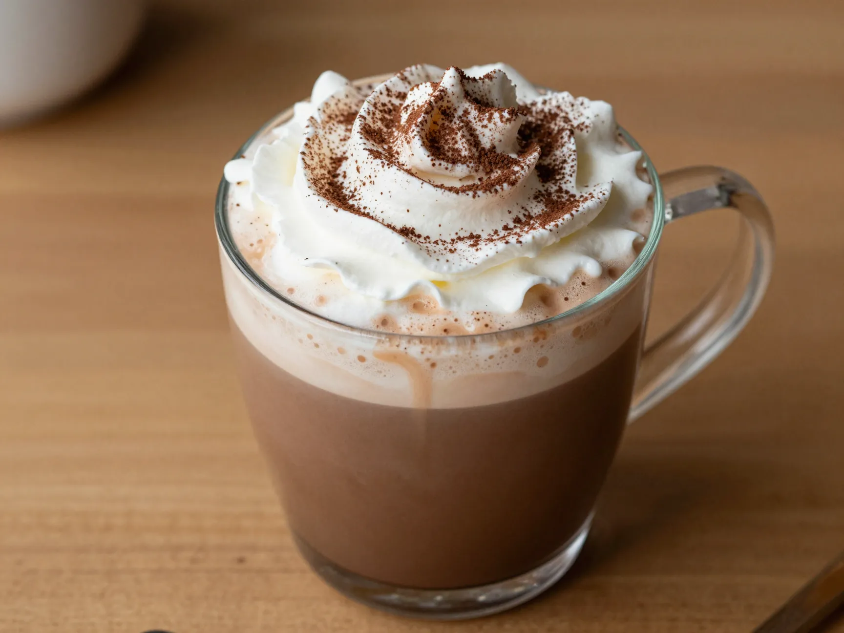 Classic hot mocha latte mug steamed milk cocoa dusted